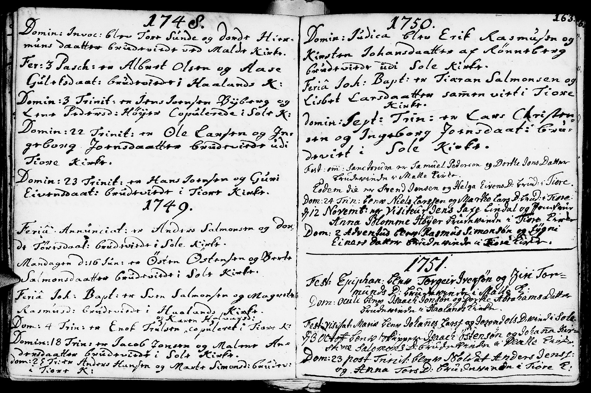 Håland sokneprestkontor, SAST/A-101802/001/30BA/L0002: Parish register (official) no. A 2, 1722-1794, p. 163