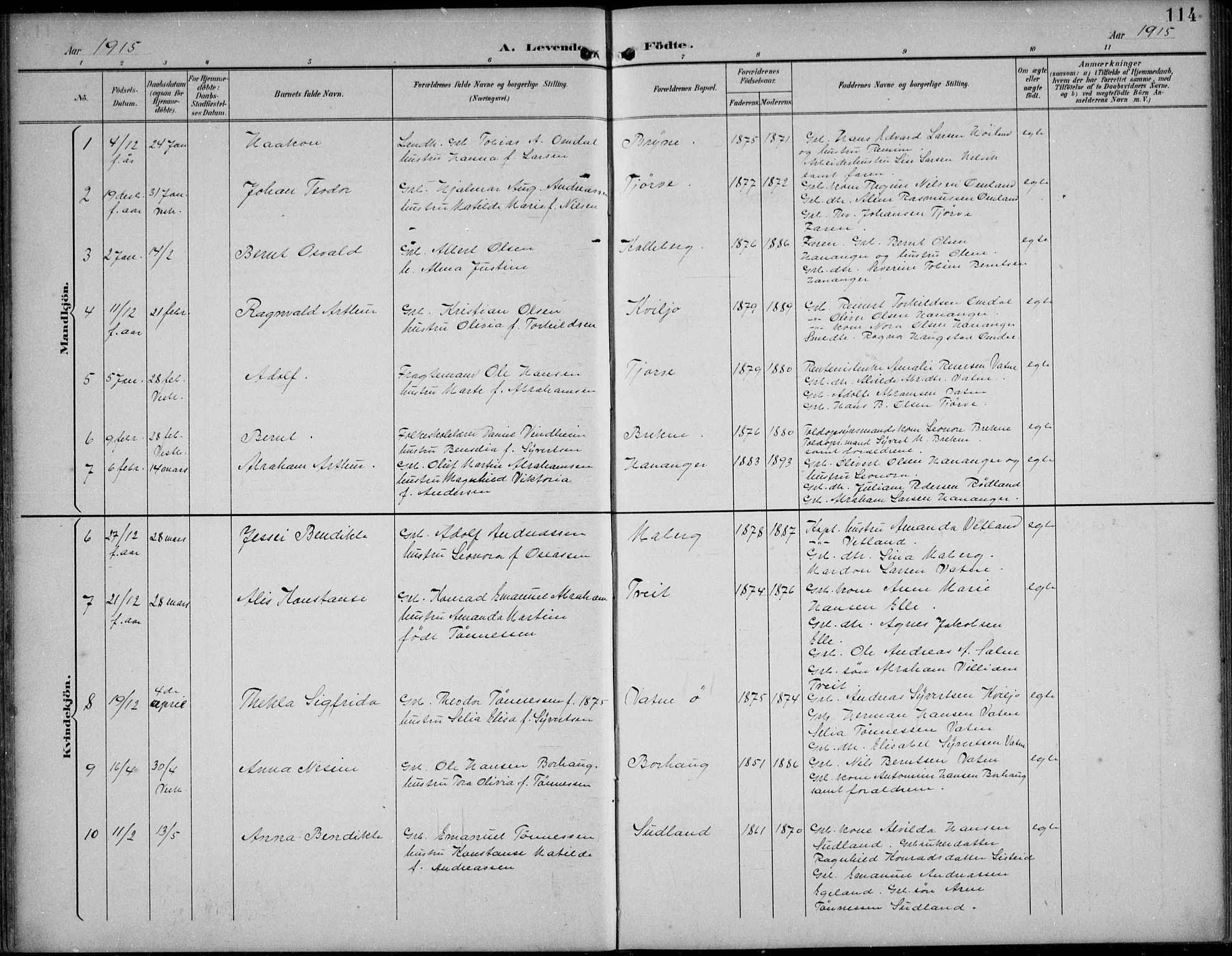 Lista sokneprestkontor, AV/SAK-1111-0027/F/Fb/L0005: Parish register (copy) no. B 5, 1892-1923, p. 114