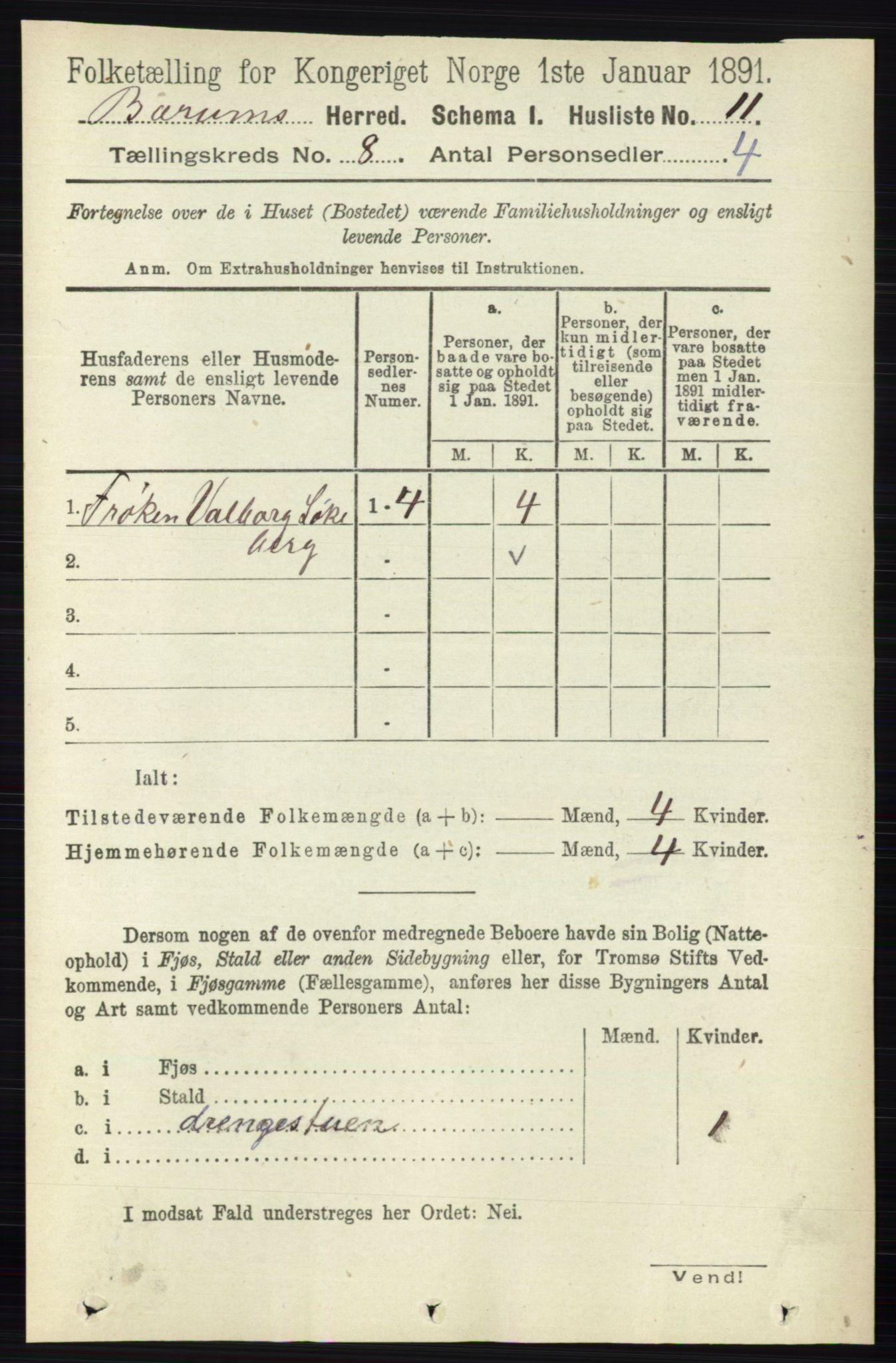 RA, 1891 census for 0219 Bærum, 1891, p. 4451