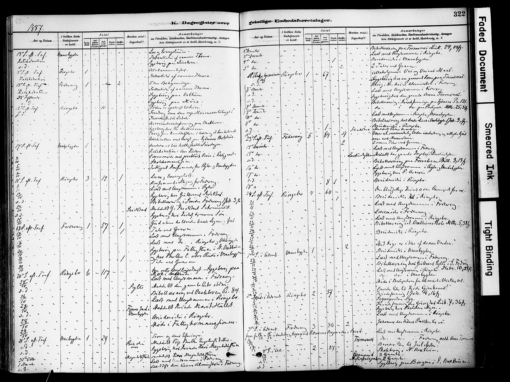 Ringebu prestekontor, AV/SAH-PREST-082/H/Ha/Haa/L0008: Parish register (official) no. 8, 1878-1898, p. 322