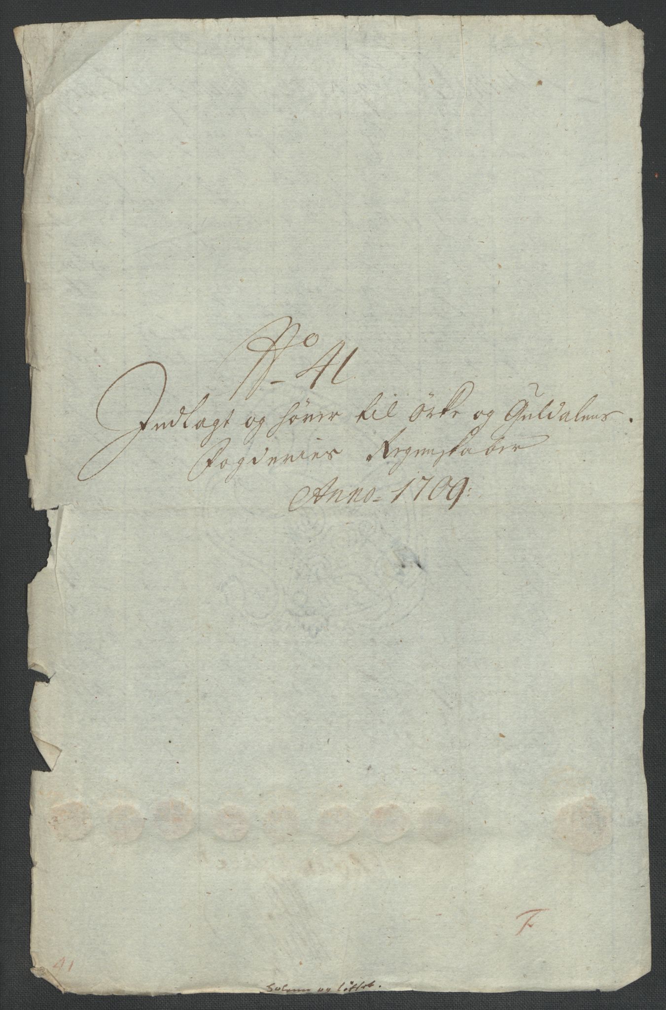 Rentekammeret inntil 1814, Reviderte regnskaper, Fogderegnskap, RA/EA-4092/R60/L3959: Fogderegnskap Orkdal og Gauldal, 1709, p. 402