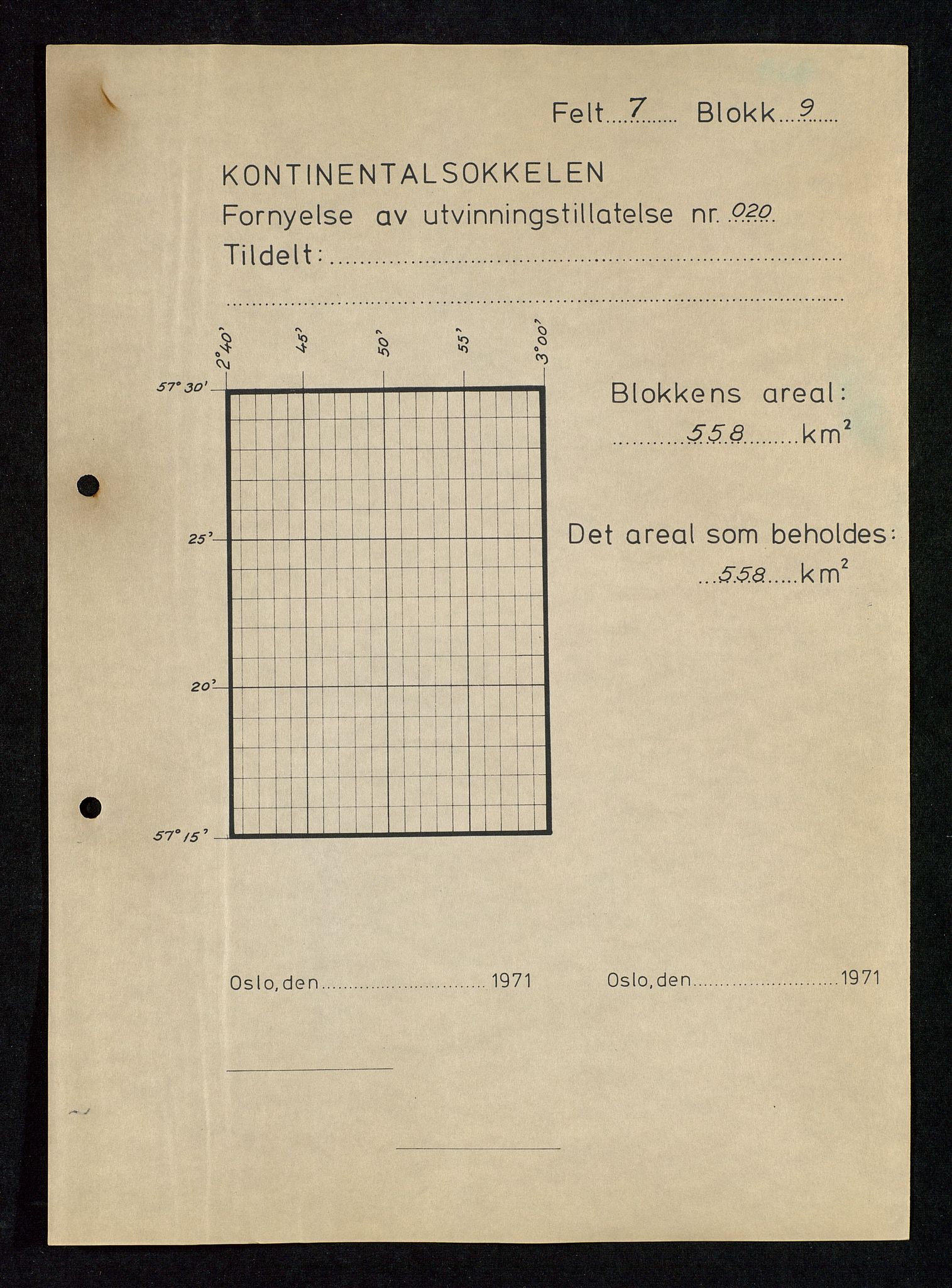 Industridepartementet, Oljekontoret, AV/SAST-A-101348/Da/L0004: Arkivnøkkel 711 - 712 Utvinningstillatelser, 1970-1971, p. 30