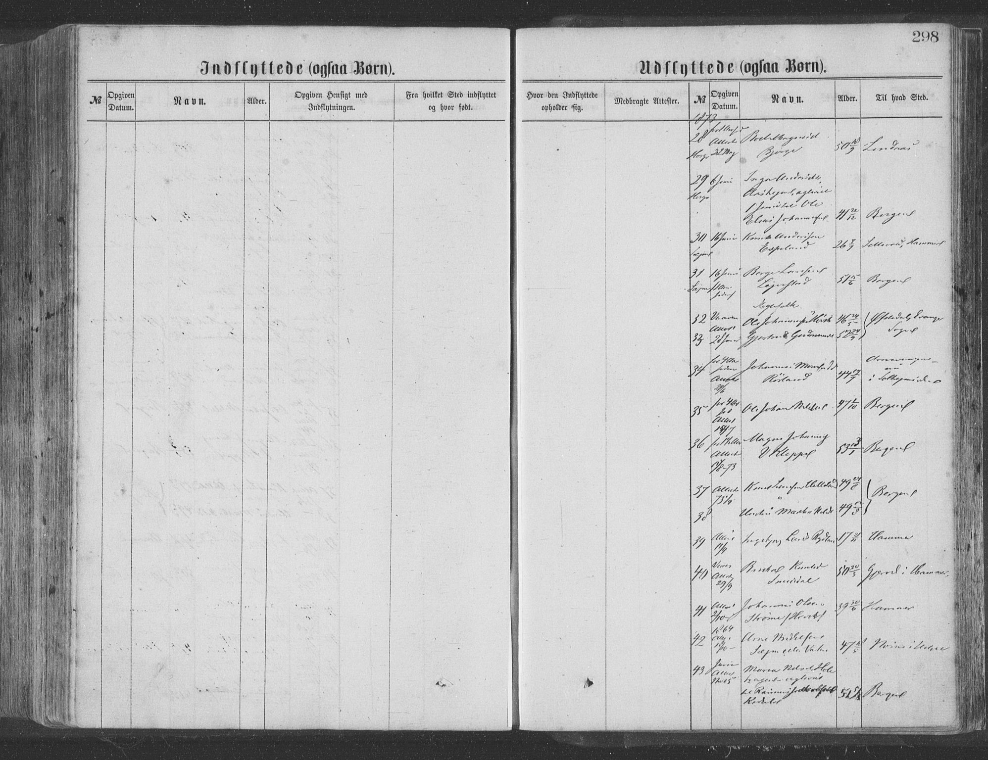Hosanger sokneprestembete, SAB/A-75801/H/Haa: Parish register (official) no. A 9, 1864-1876, p. 298