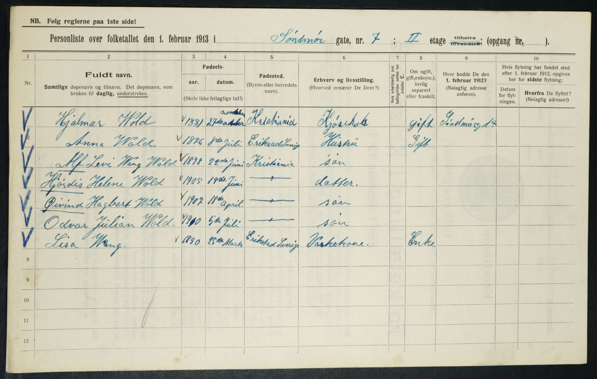 OBA, Municipal Census 1913 for Kristiania, 1913, p. 104832