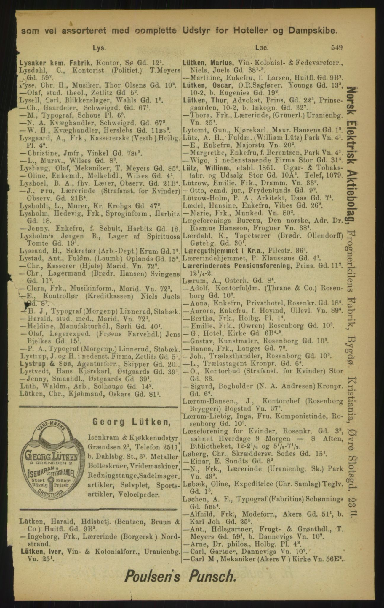 Kristiania/Oslo adressebok, PUBL/-, 1900, p. 549