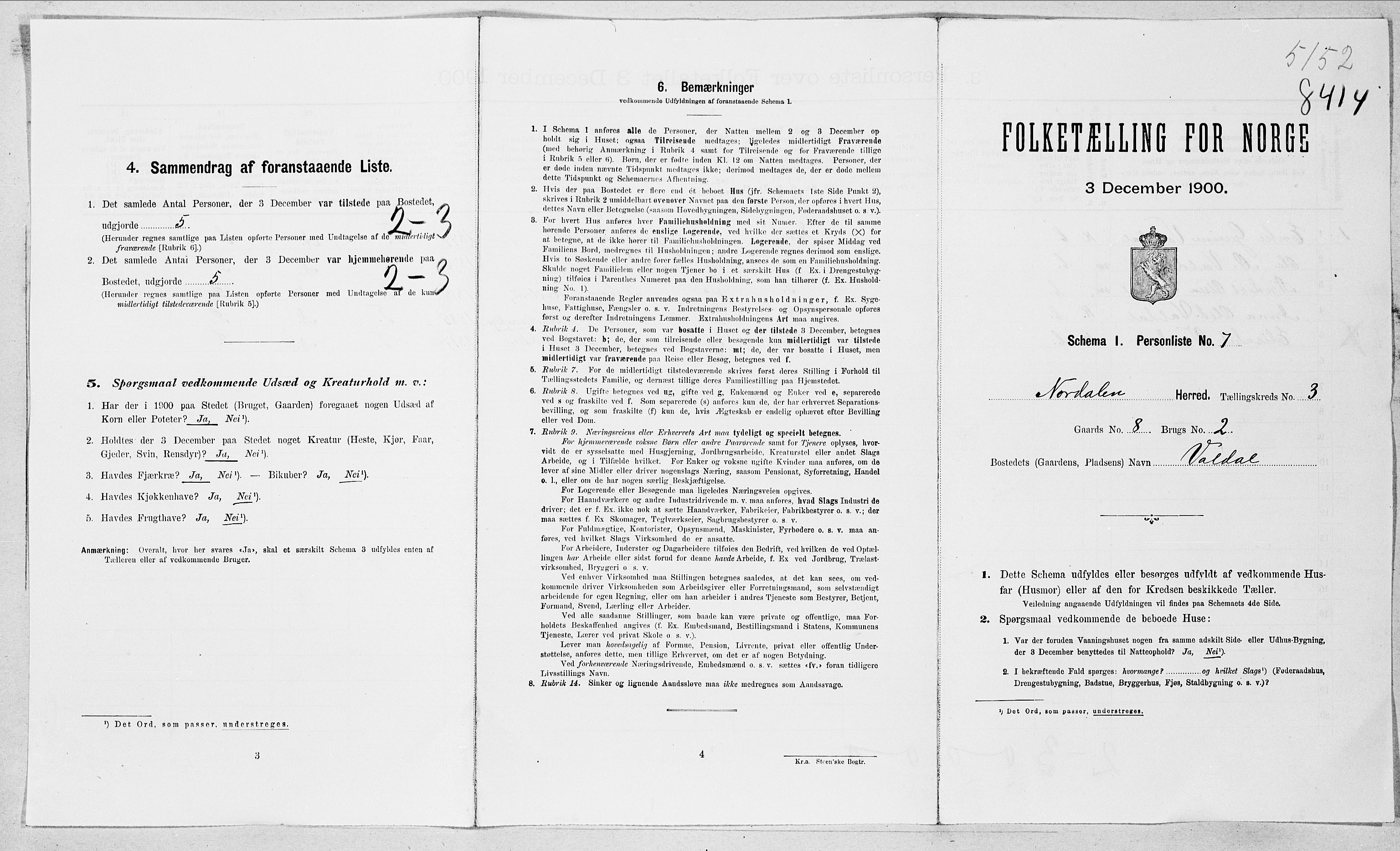 SAT, 1900 census for Norddal, 1900, p. 36