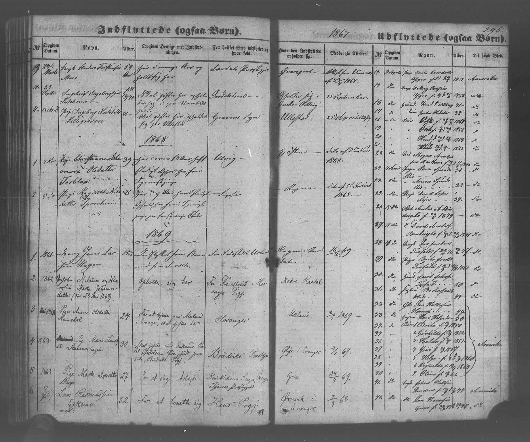Voss sokneprestembete, SAB/A-79001/H/Haa: Parish register (official) no. A 20, 1855-1886, p. 295