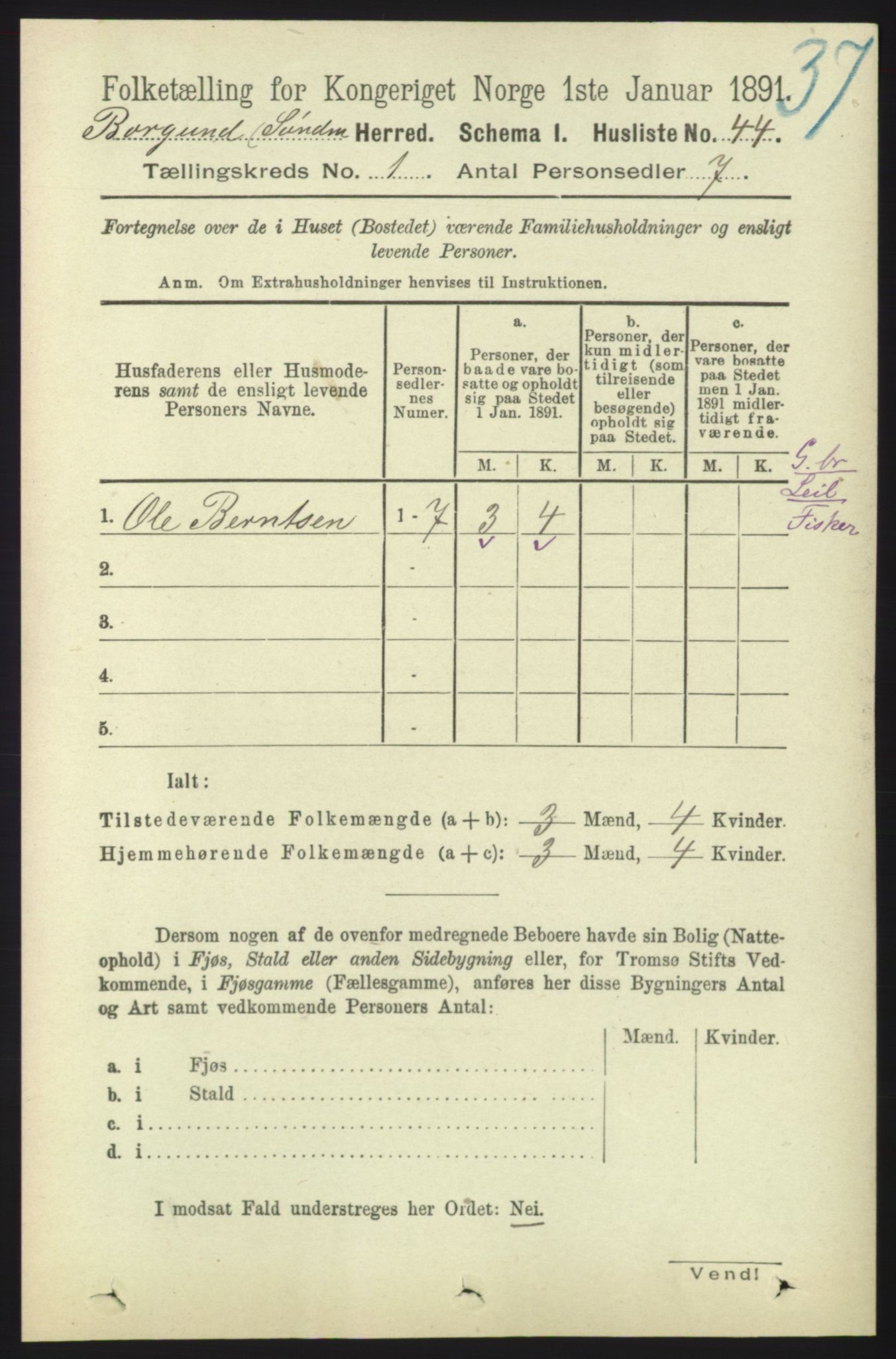 RA, 1891 census for 1531 Borgund, 1891, p. 104