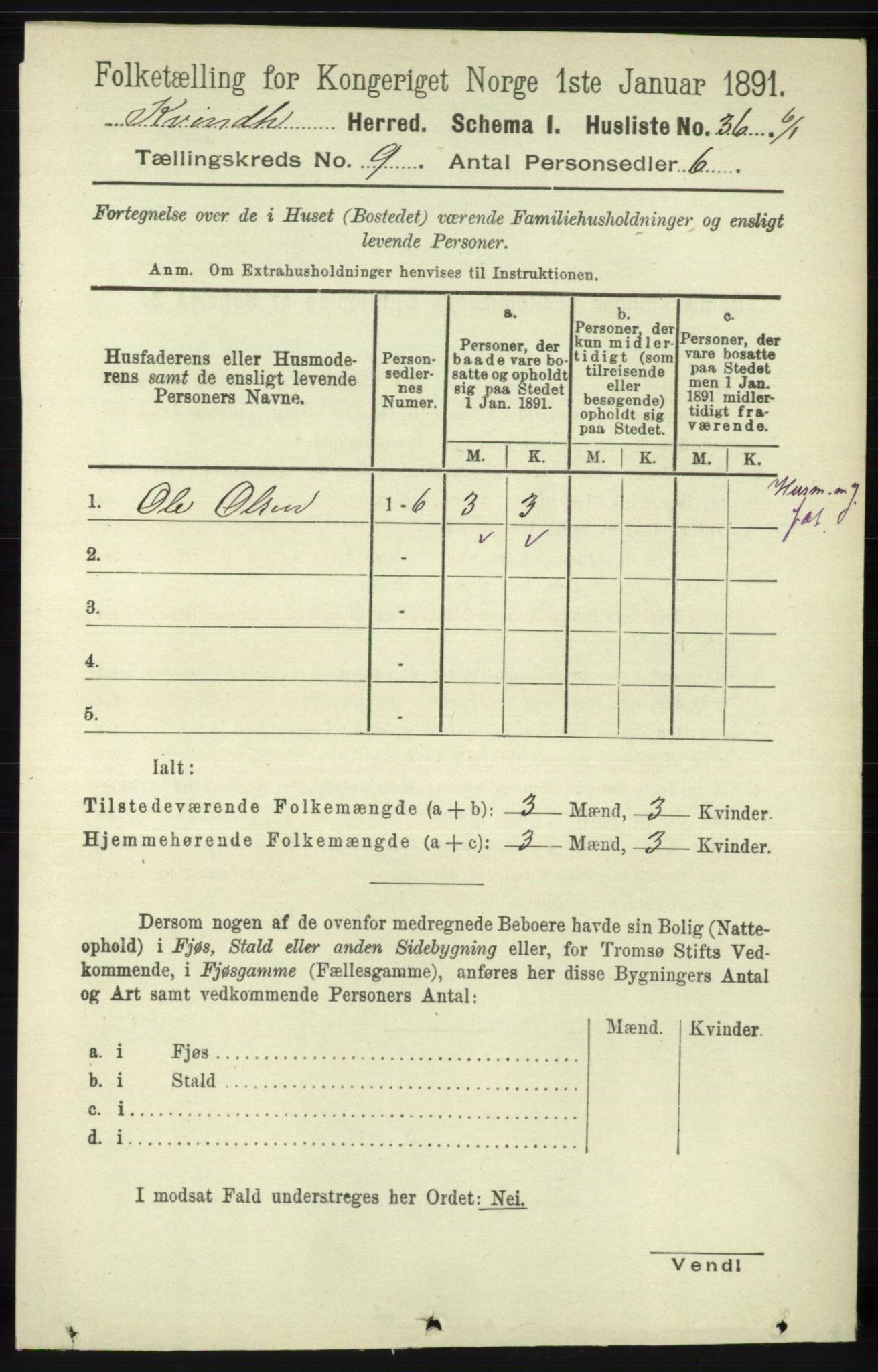 RA, 1891 census for 1224 Kvinnherad, 1891, p. 3300