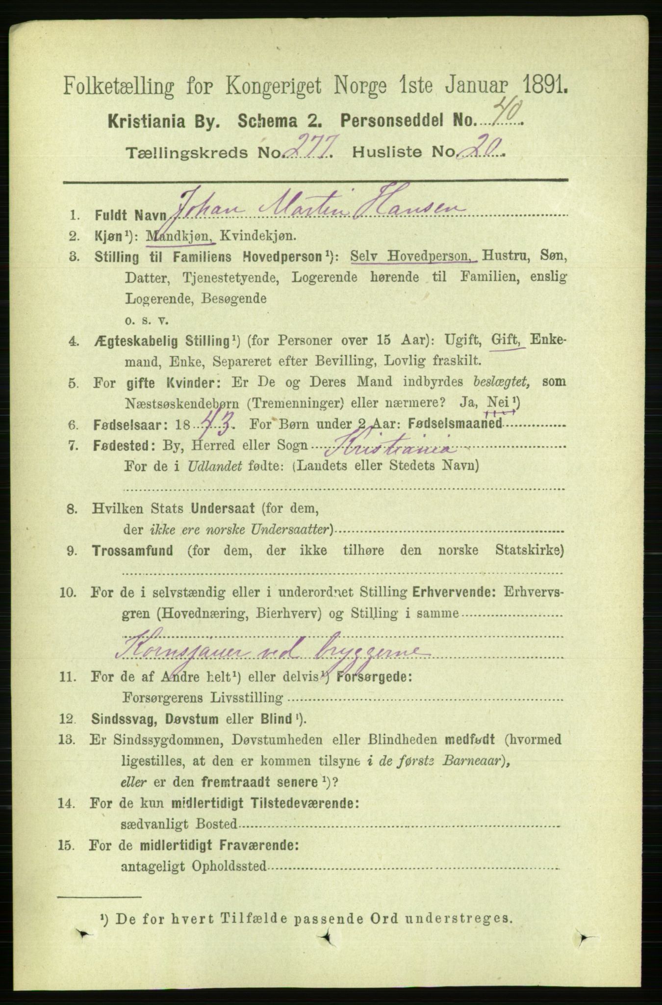 RA, 1891 census for 0301 Kristiania, 1891, p. 168530