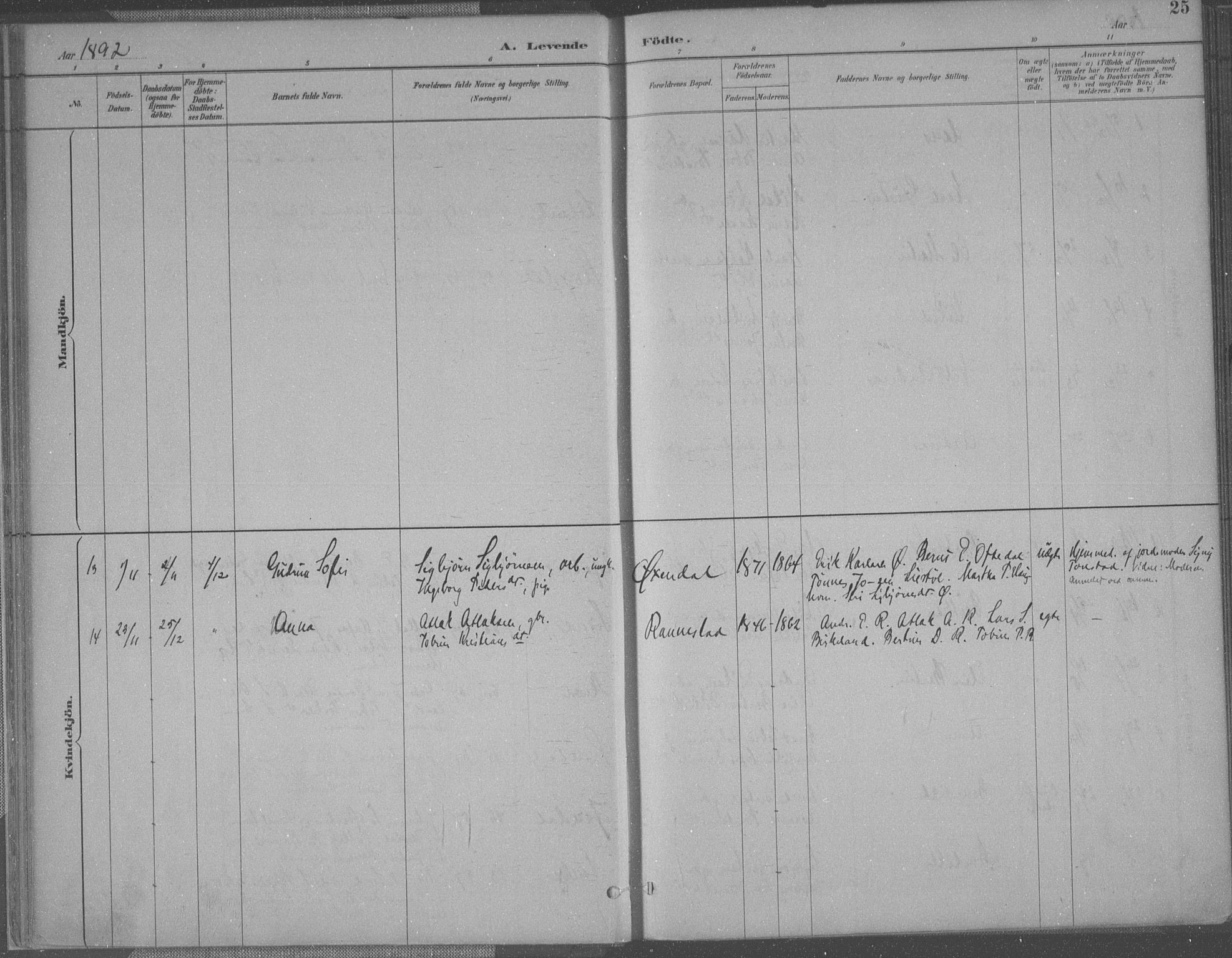 Bakke sokneprestkontor, AV/SAK-1111-0002/F/Fa/Faa/L0008: Parish register (official) no. A 8, 1887-1911, p. 25