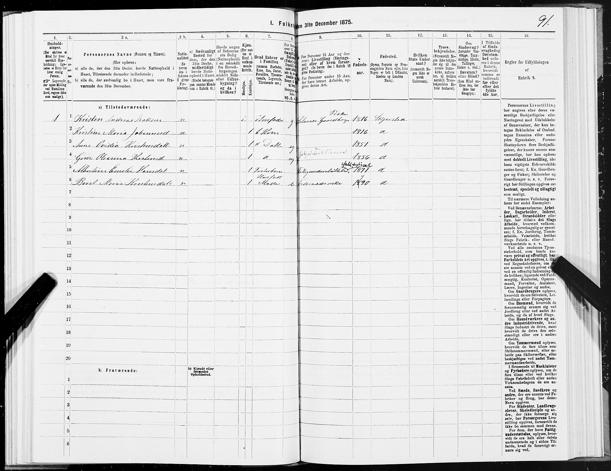 SAT, 1875 census for 1842P Skjerstad, 1875, p. 3091