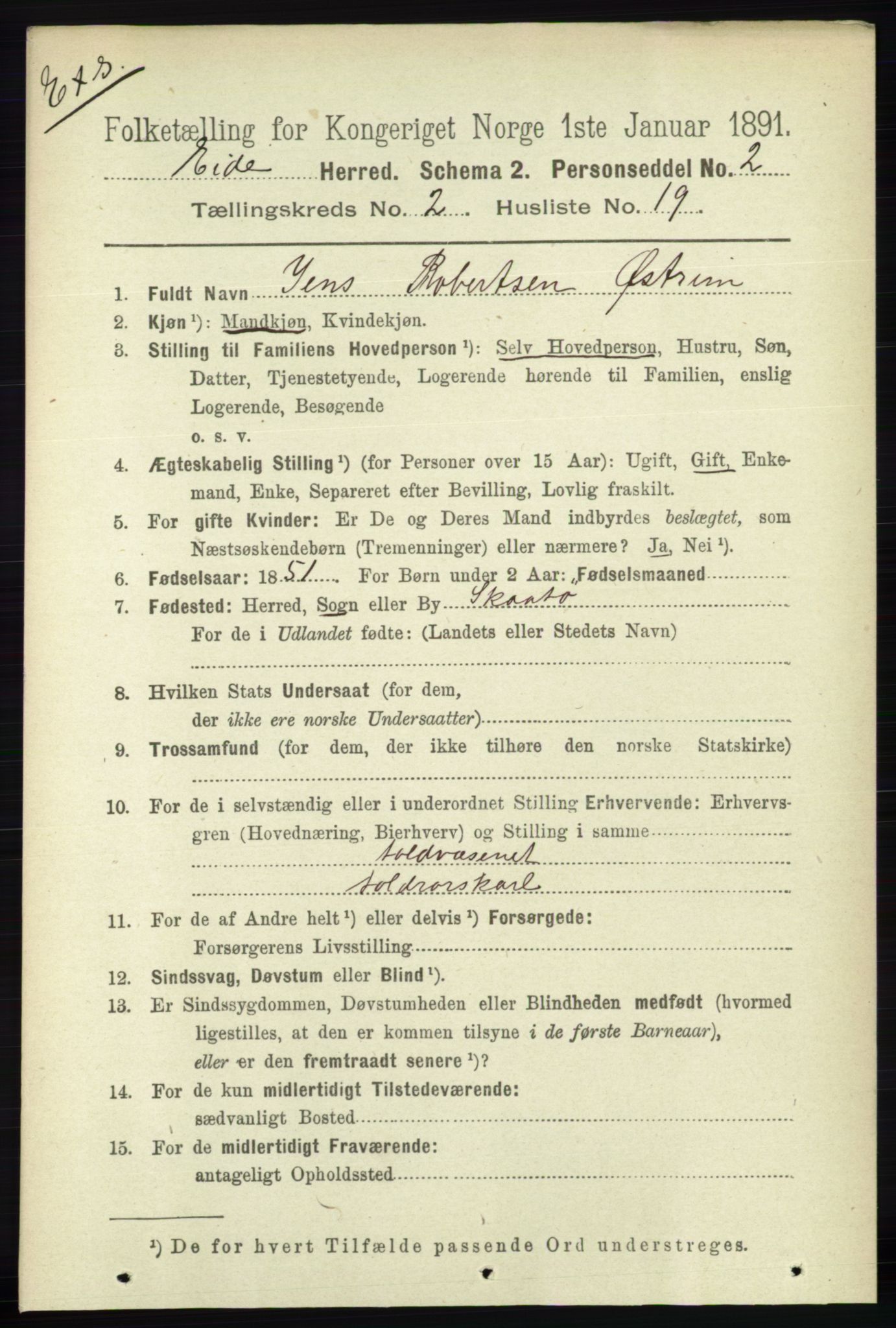 RA, Census 1891 for Nedenes amt: Gjenparter av personsedler for beslektede ektefeller, menn, 1891, p. 781