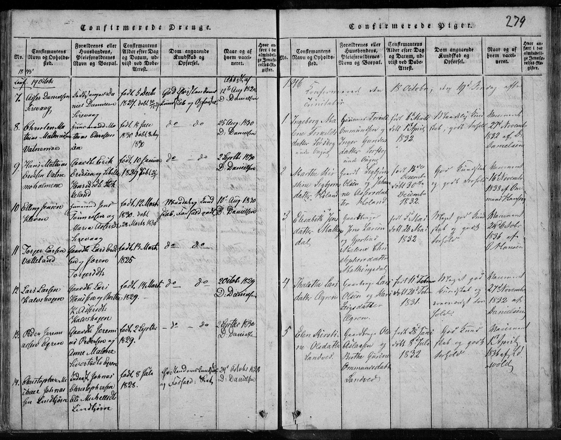 Eigersund sokneprestkontor, AV/SAST-A-101807/S08/L0008: Parish register (official) no. A 8, 1816-1847, p. 279