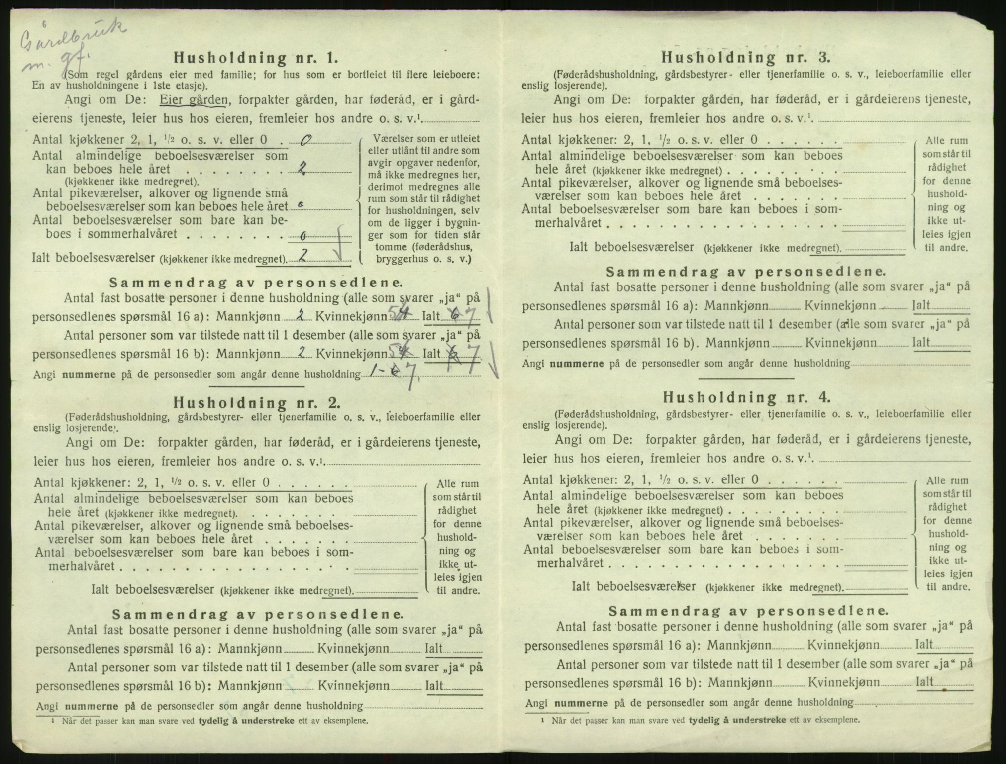 SAK, 1920 census for Bykle, 1920, p. 80