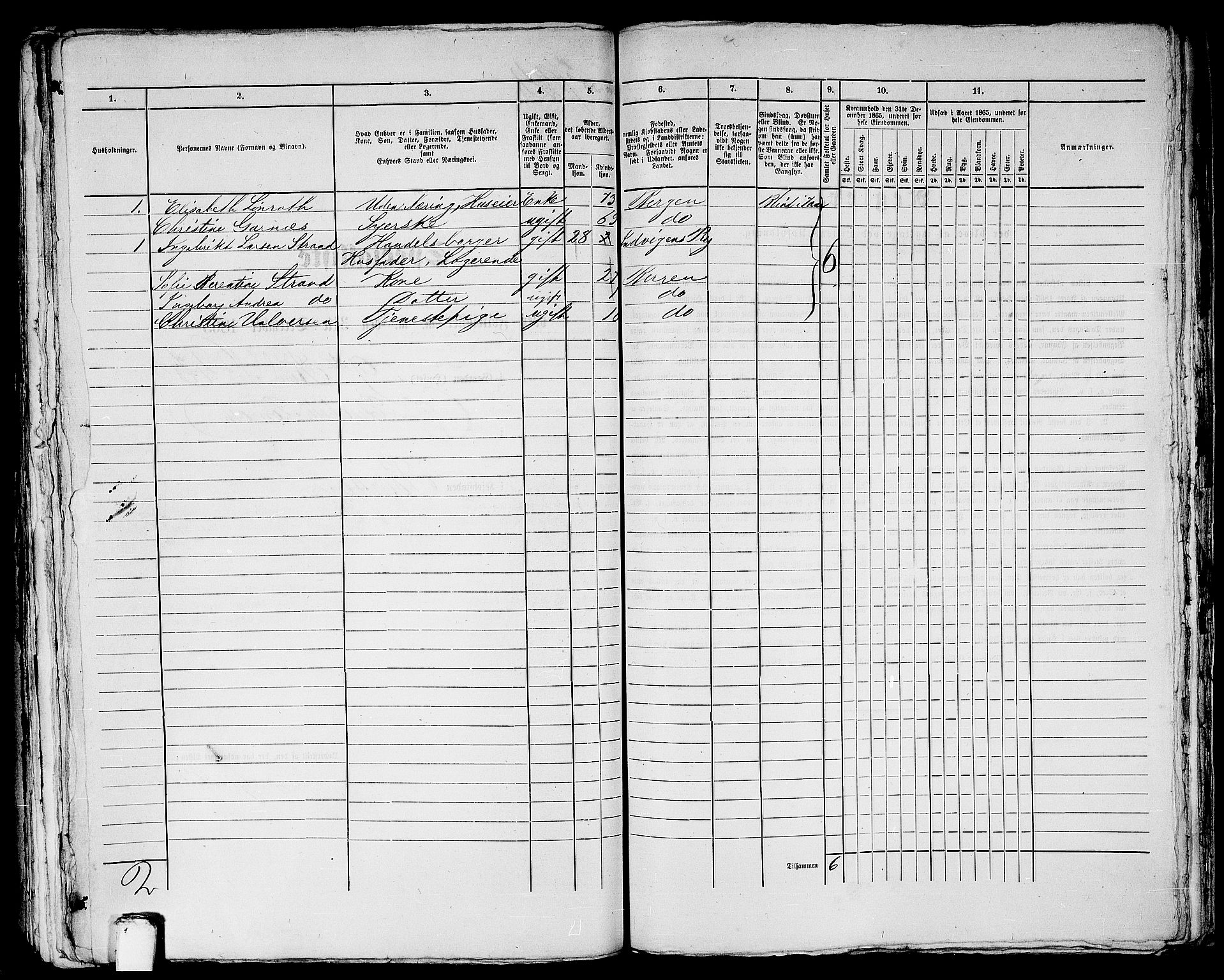 RA, 1865 census for Bergen, 1865, p. 1507