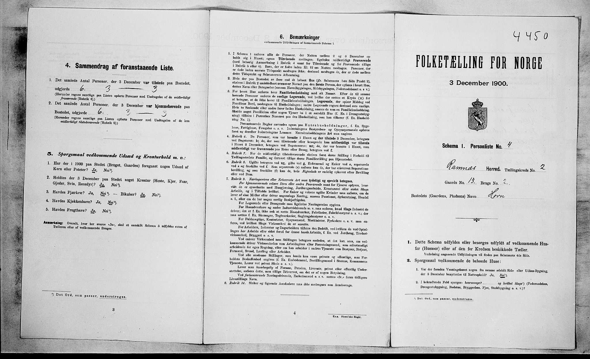 RA, 1900 census for Ramnes, 1900, p. 239