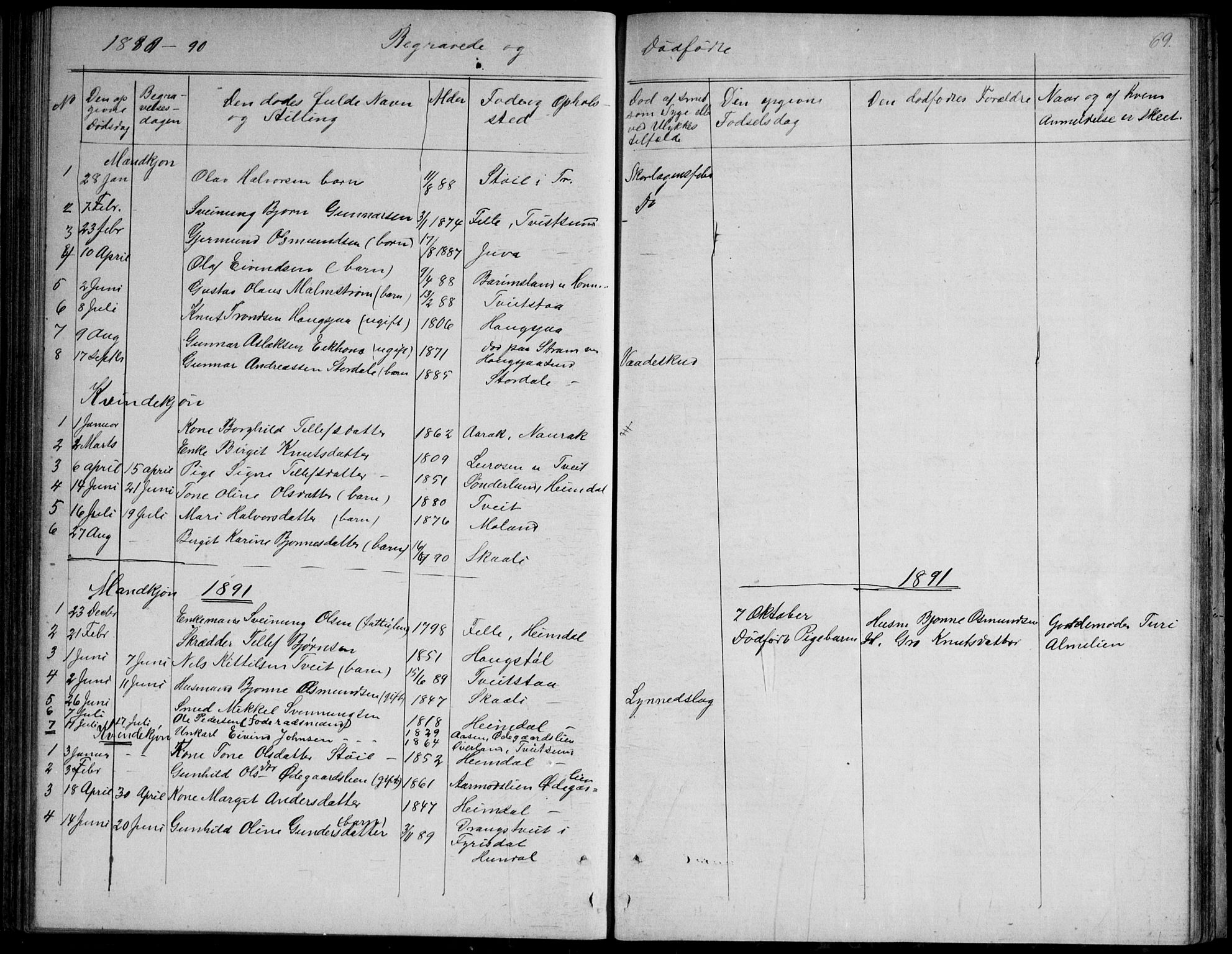 Nissedal kirkebøker, SAKO/A-288/G/Gb/L0002: Parish register (copy) no. II 2, 1863-1892, p. 69