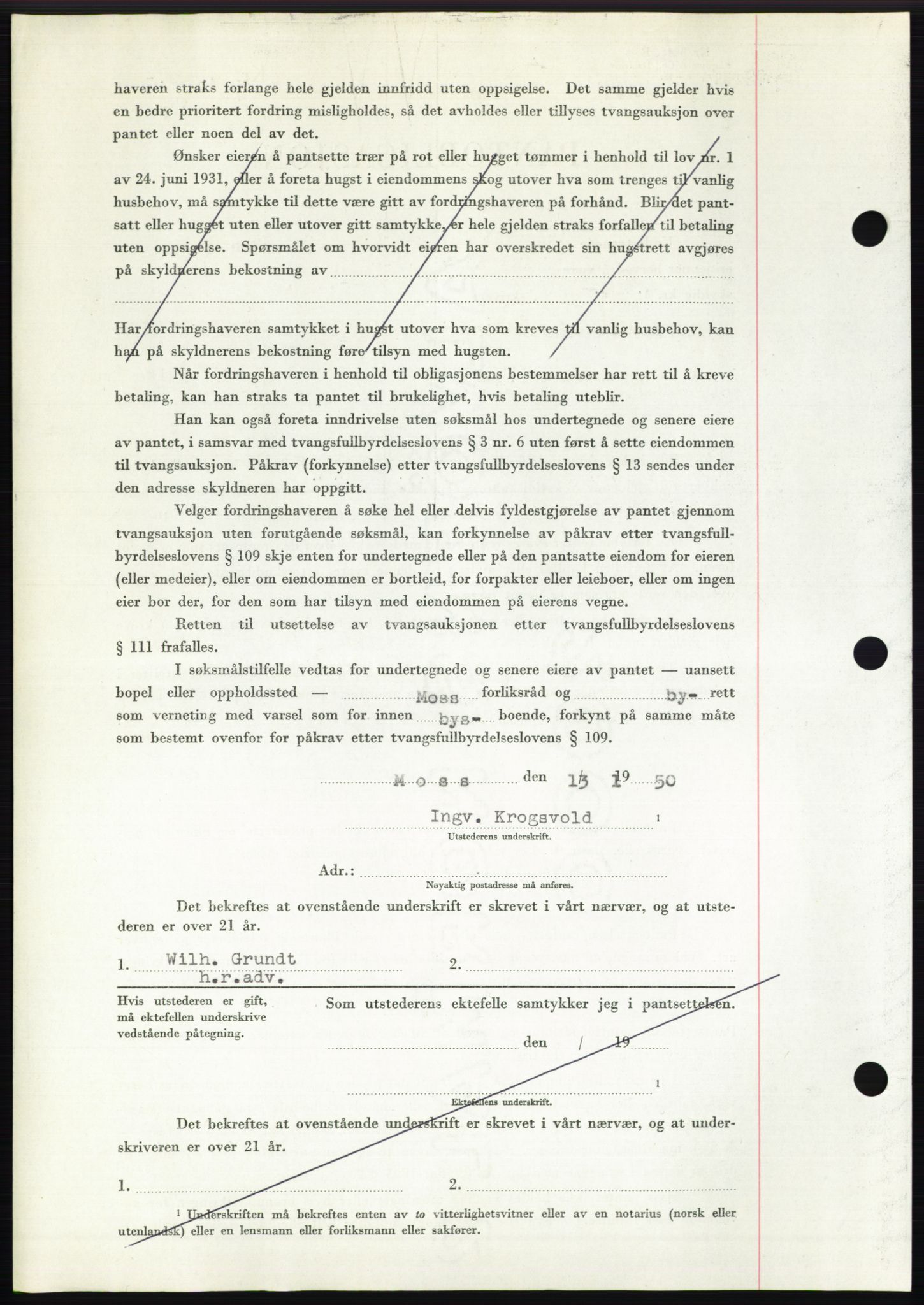 Moss sorenskriveri, AV/SAO-A-10168: Mortgage book no. B23, 1949-1950, Diary no: : 461/1950