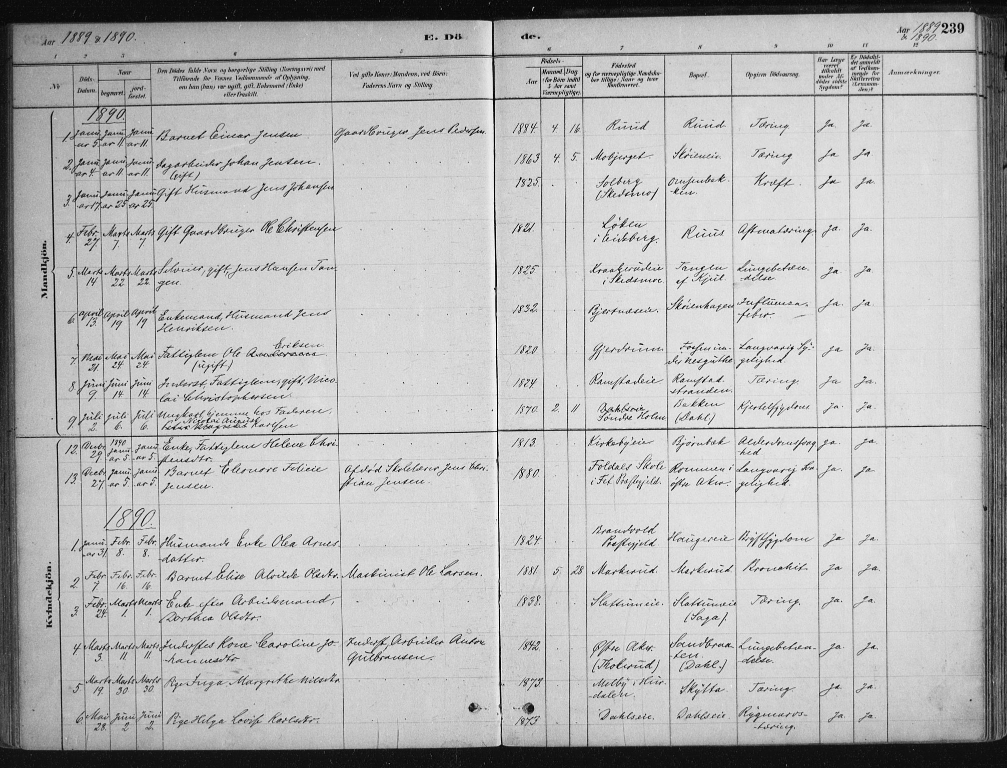 Nittedal prestekontor Kirkebøker, SAO/A-10365a/F/Fa/L0007: Parish register (official) no. I 7, 1879-1901, p. 239