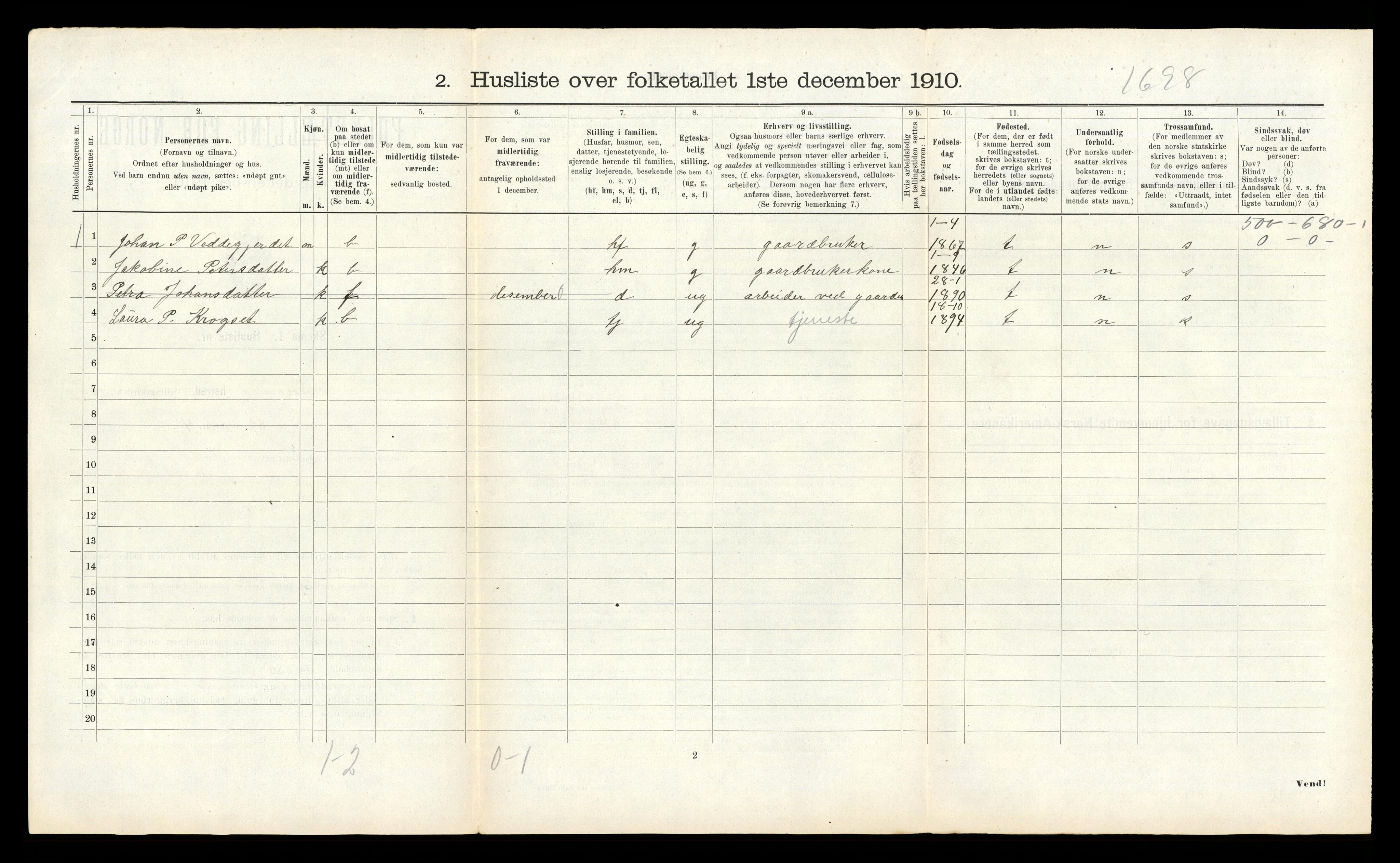 RA, 1910 census for Borgund, 1910, p. 1118