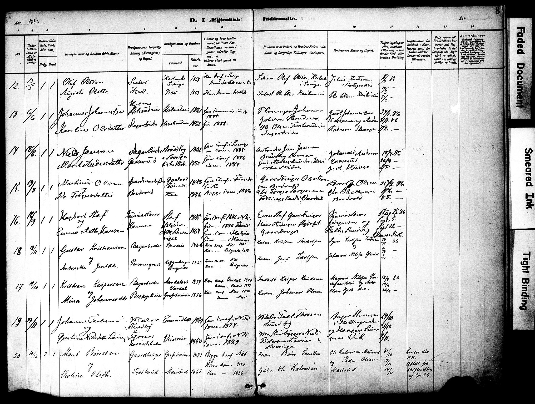 Nes prestekontor, Hedmark, AV/SAH-PREST-020/K/Ka/L0008: Parish register (official) no. 8, 1883-1905, p. 8