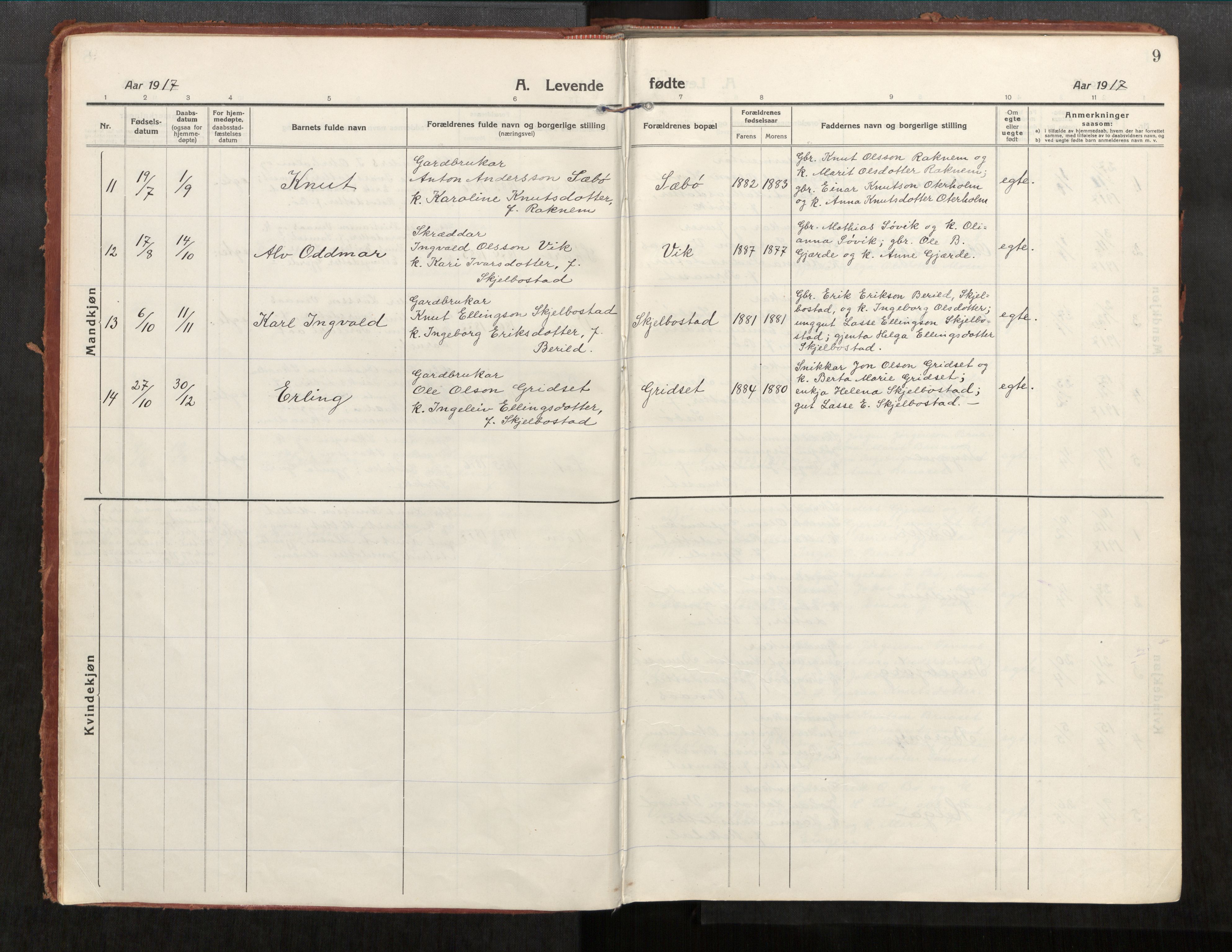 Eid sokneprestkontor, AV/SAT-A-1254: Parish register (official) no. 543A04, 1916-1956, p. 9