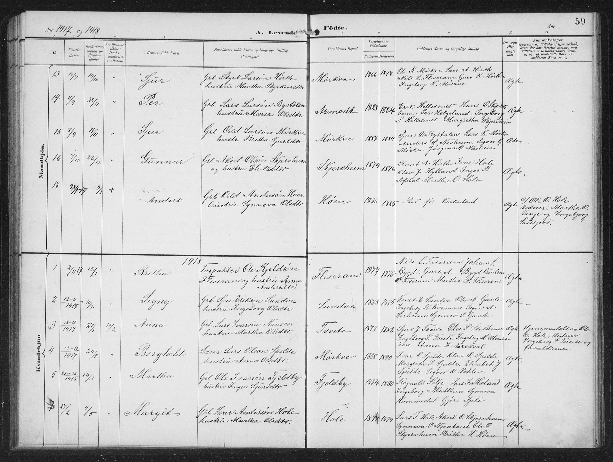 Vossestrand Sokneprestembete, SAB/A-79101/H/Hab: Parish register (copy) no. B 4, 1894-1941, p. 59