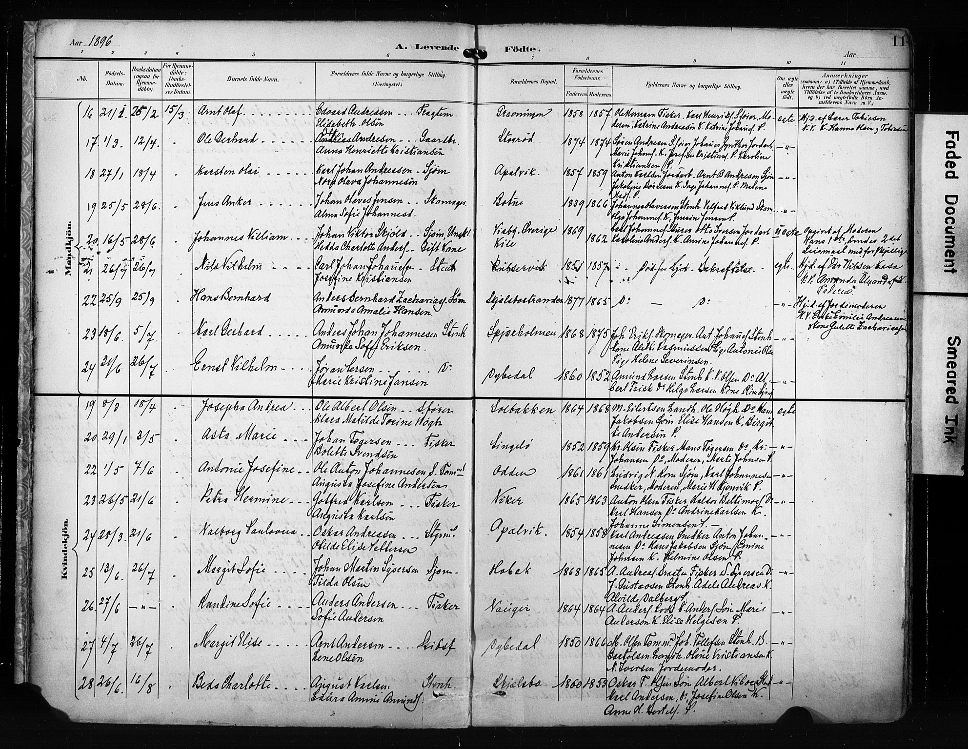 Hvaler prestekontor Kirkebøker, AV/SAO-A-2001/F/Fa/L0009: Parish register (official) no. I 9, 1895-1906, p. 11