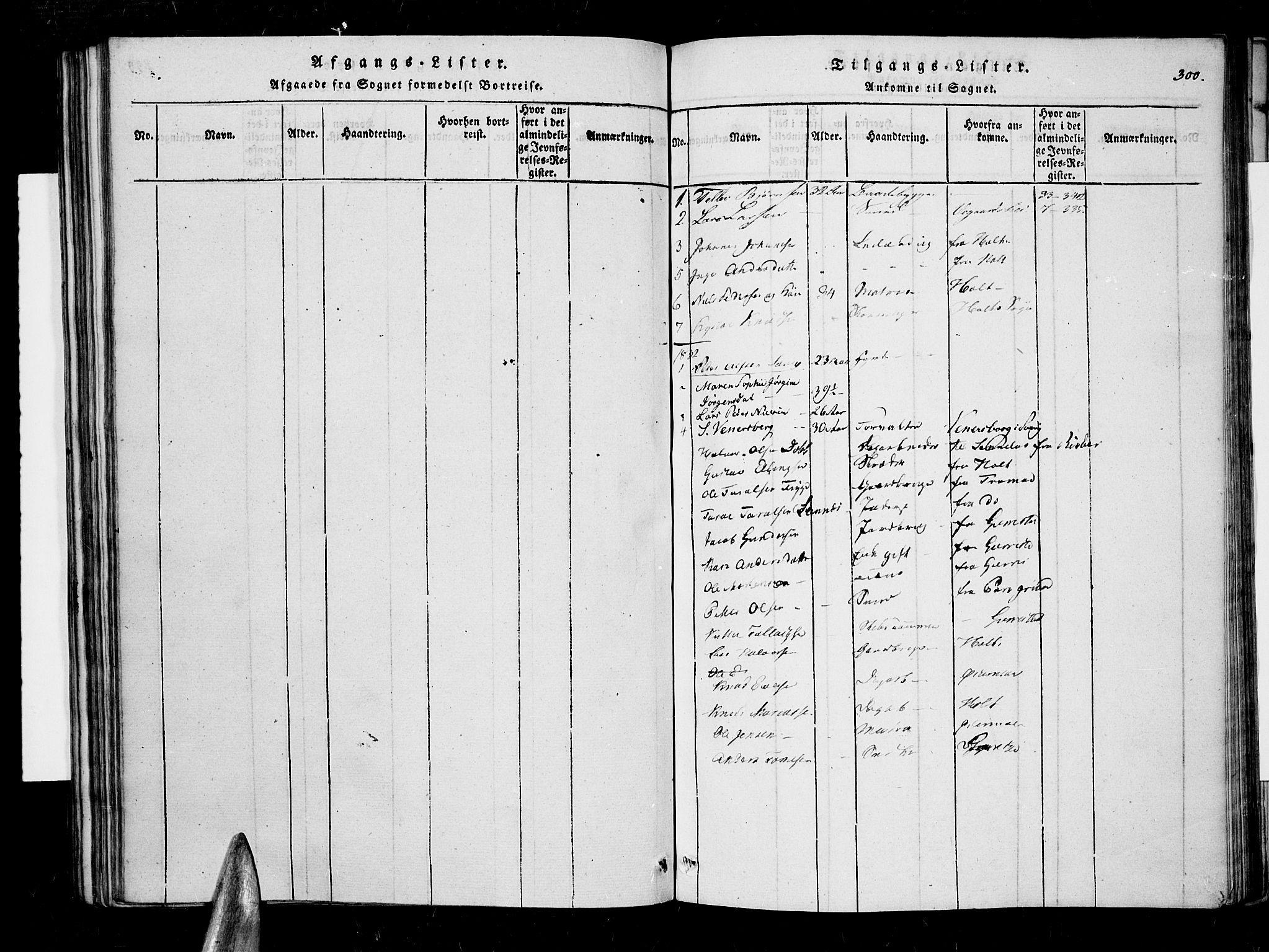 Søndeled sokneprestkontor, SAK/1111-0038/F/Fa/L0001: Parish register (official) no. A 1, 1816-1838, p. 300
