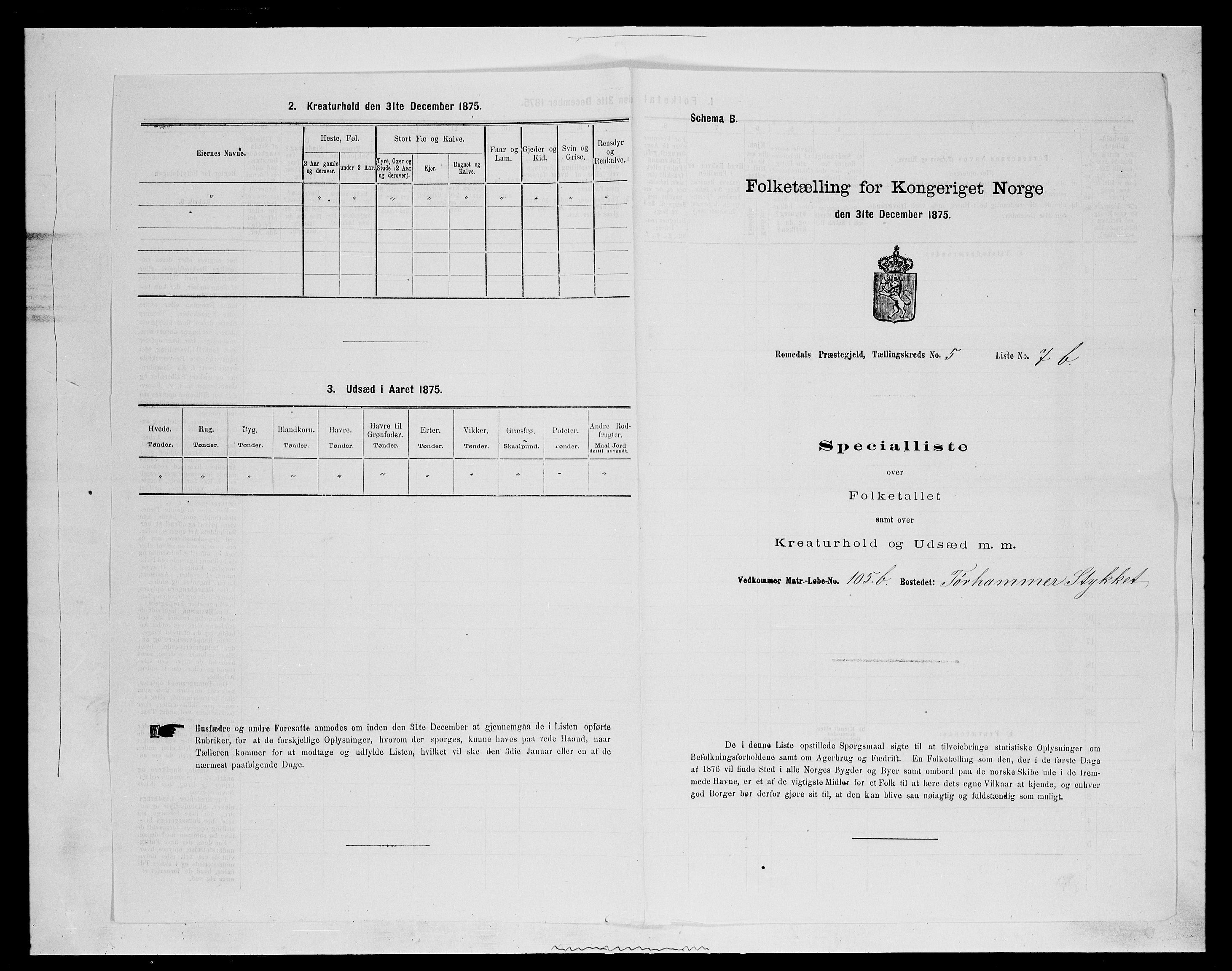 SAH, 1875 census for 0416P Romedal, 1875, p. 731