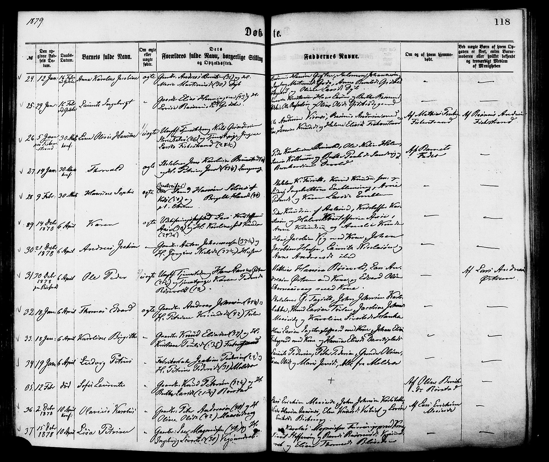 Ministerialprotokoller, klokkerbøker og fødselsregistre - Møre og Romsdal, AV/SAT-A-1454/528/L0400: Parish register (official) no. 528A11, 1871-1879, p. 118