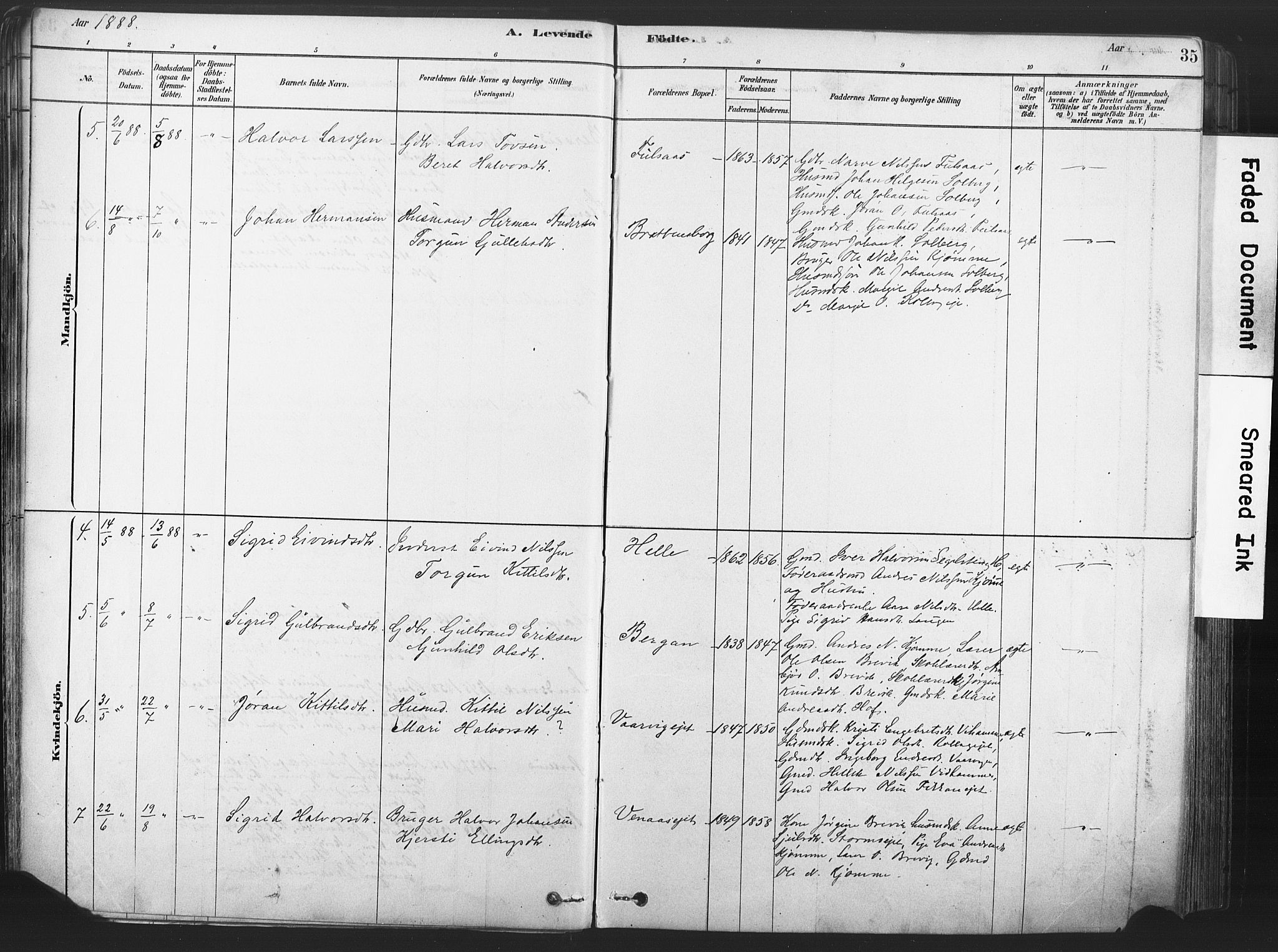 Rollag kirkebøker, AV/SAKO-A-240/F/Fa/L0011: Parish register (official) no. I 11, 1878-1902, p. 35