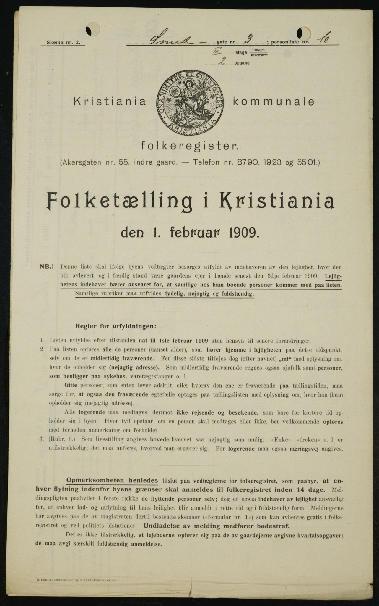 OBA, Municipal Census 1909 for Kristiania, 1909, p. 88094