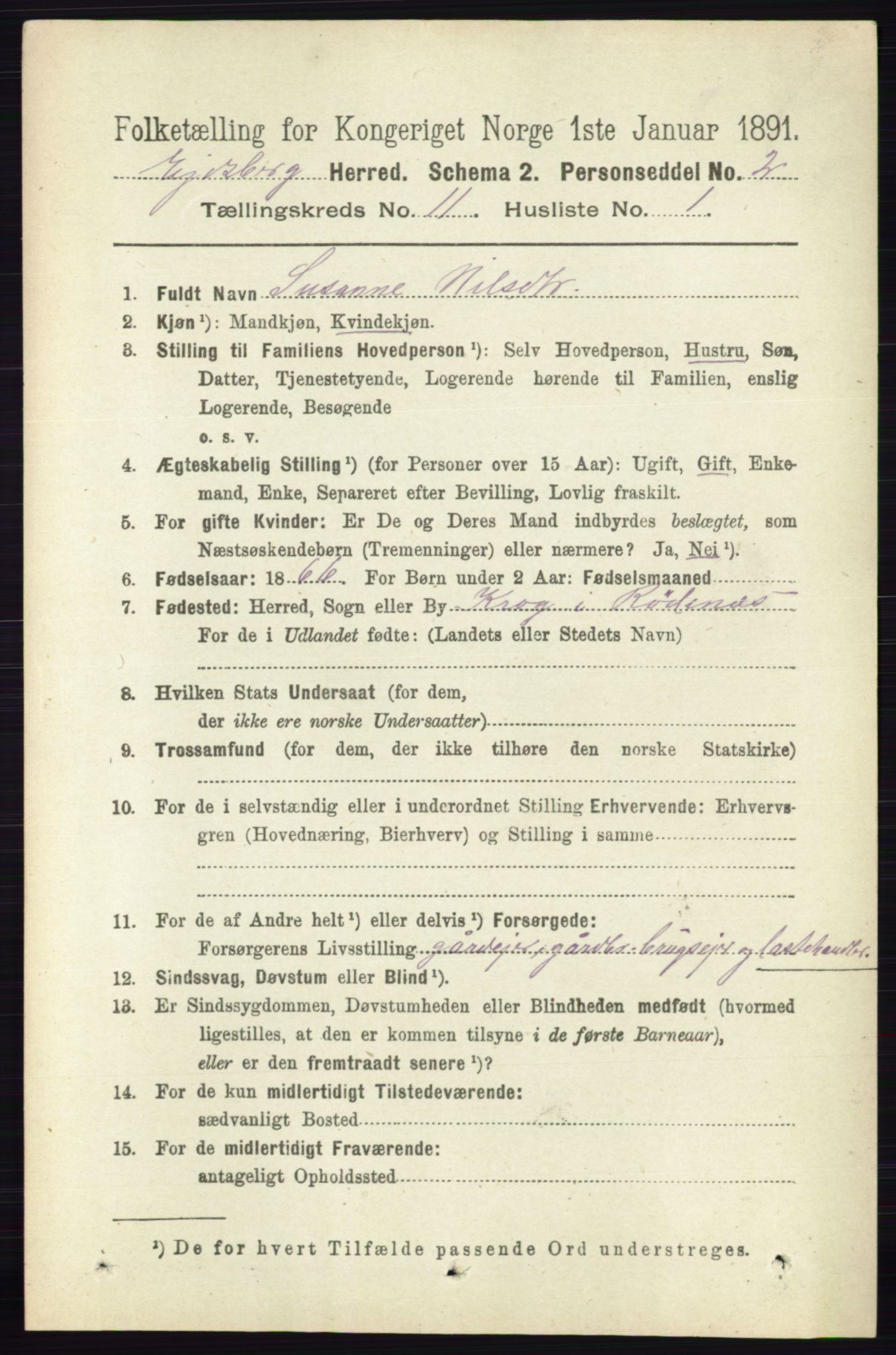 RA, 1891 census for 0125 Eidsberg, 1891, p. 6364