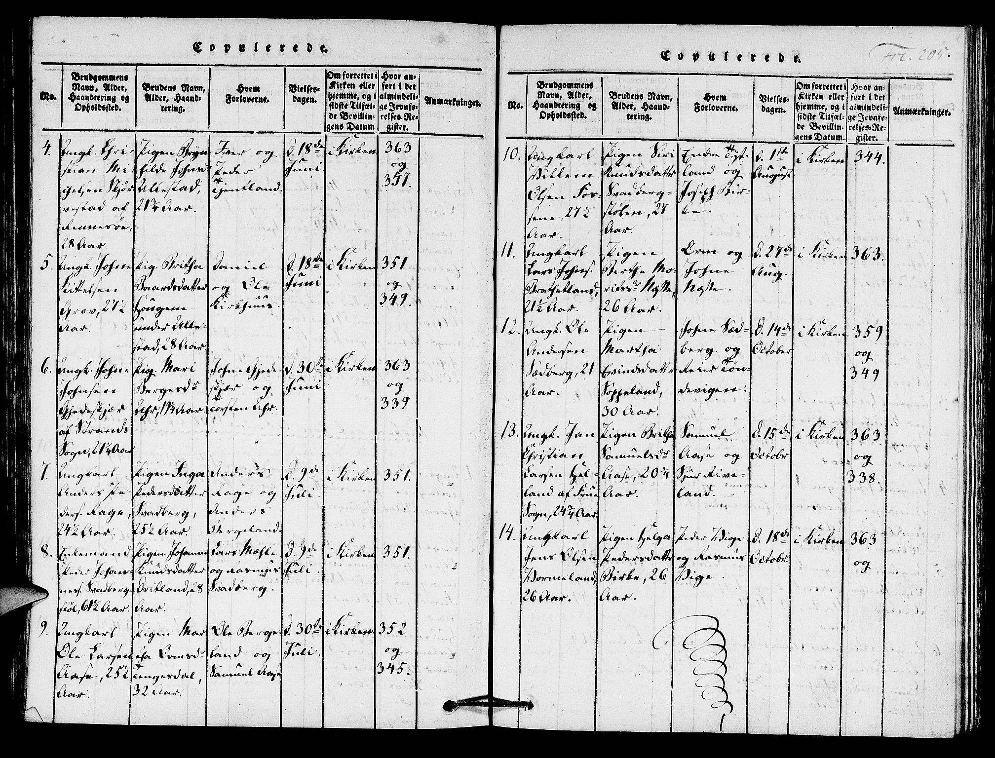 Hjelmeland sokneprestkontor, AV/SAST-A-101843/01/IV/L0005: Parish register (official) no. A 5, 1816-1841, p. 205