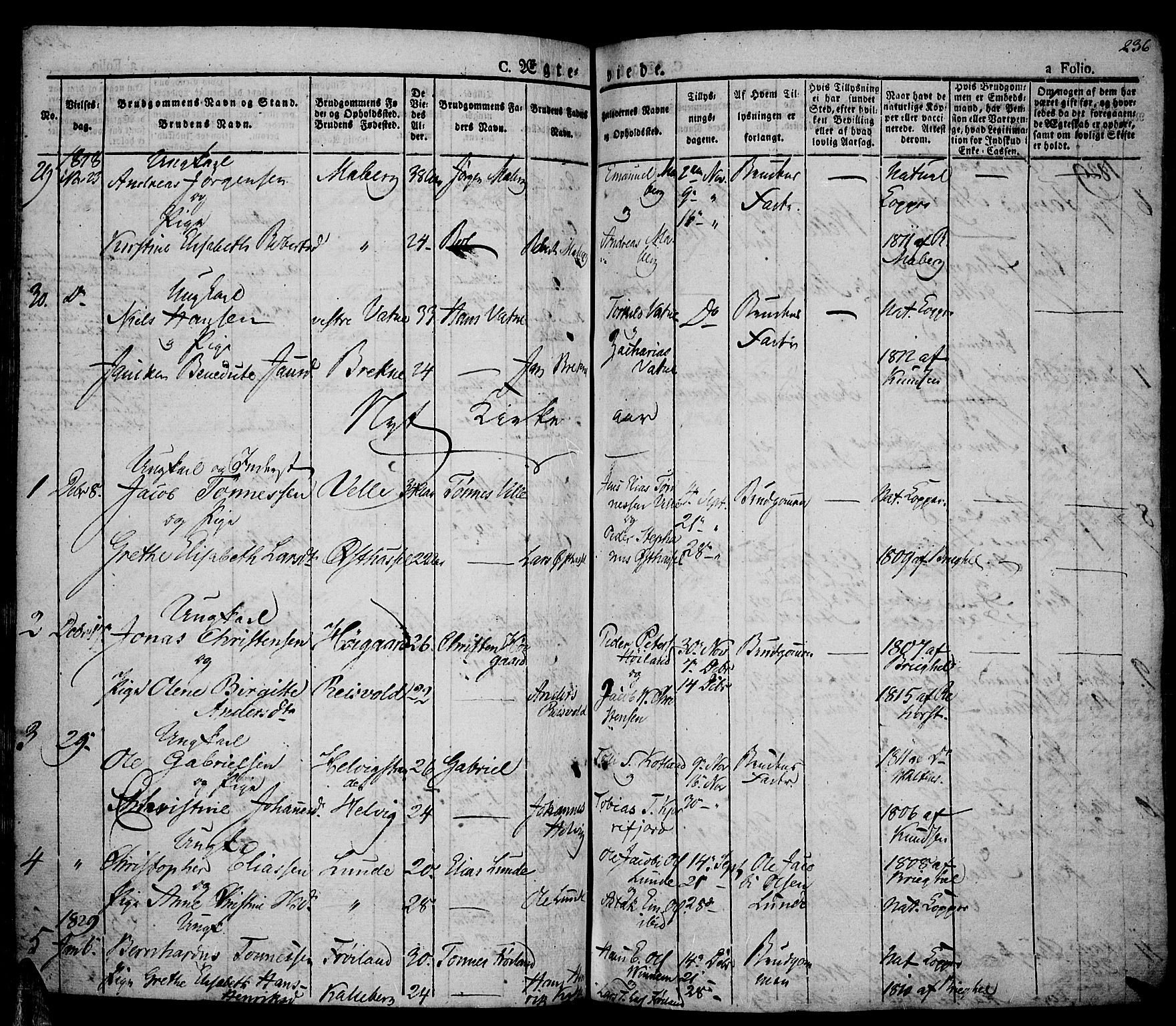 Lista sokneprestkontor, AV/SAK-1111-0027/F/Fa/L0008: Parish register (official) no. A 8, 1823-1835, p. 236