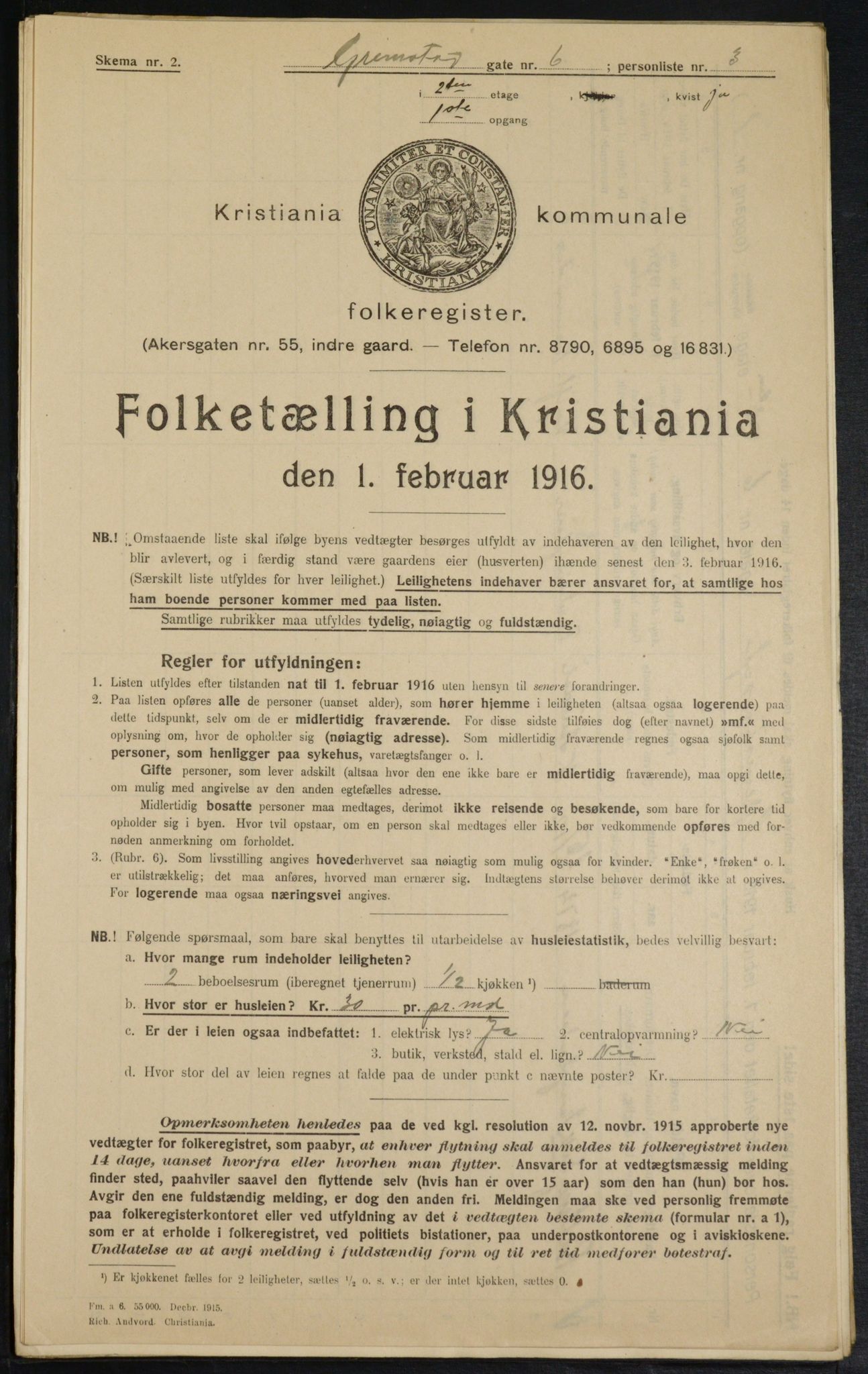 OBA, Municipal Census 1916 for Kristiania, 1916, p. 30514