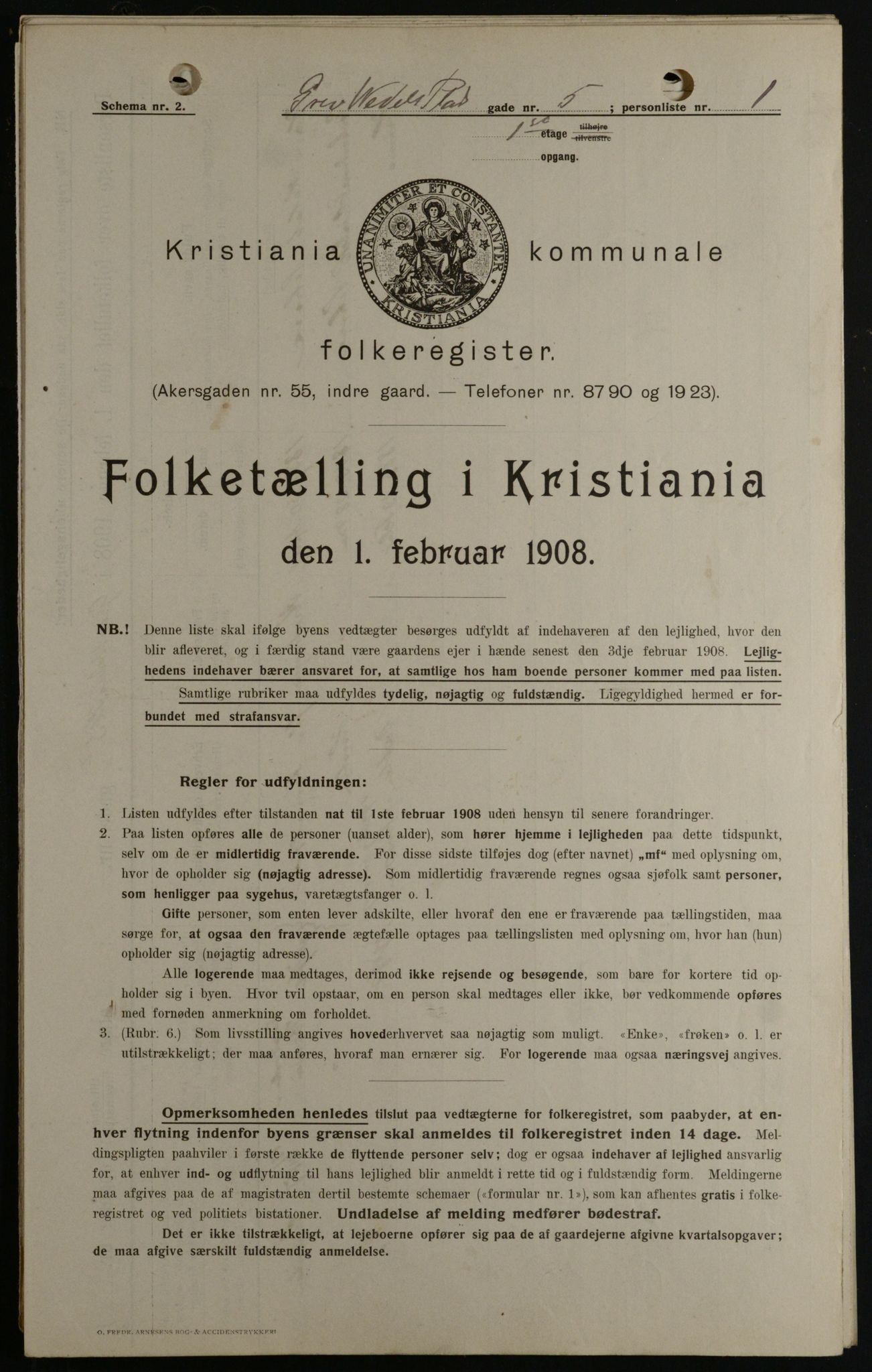 OBA, Municipal Census 1908 for Kristiania, 1908, p. 26916