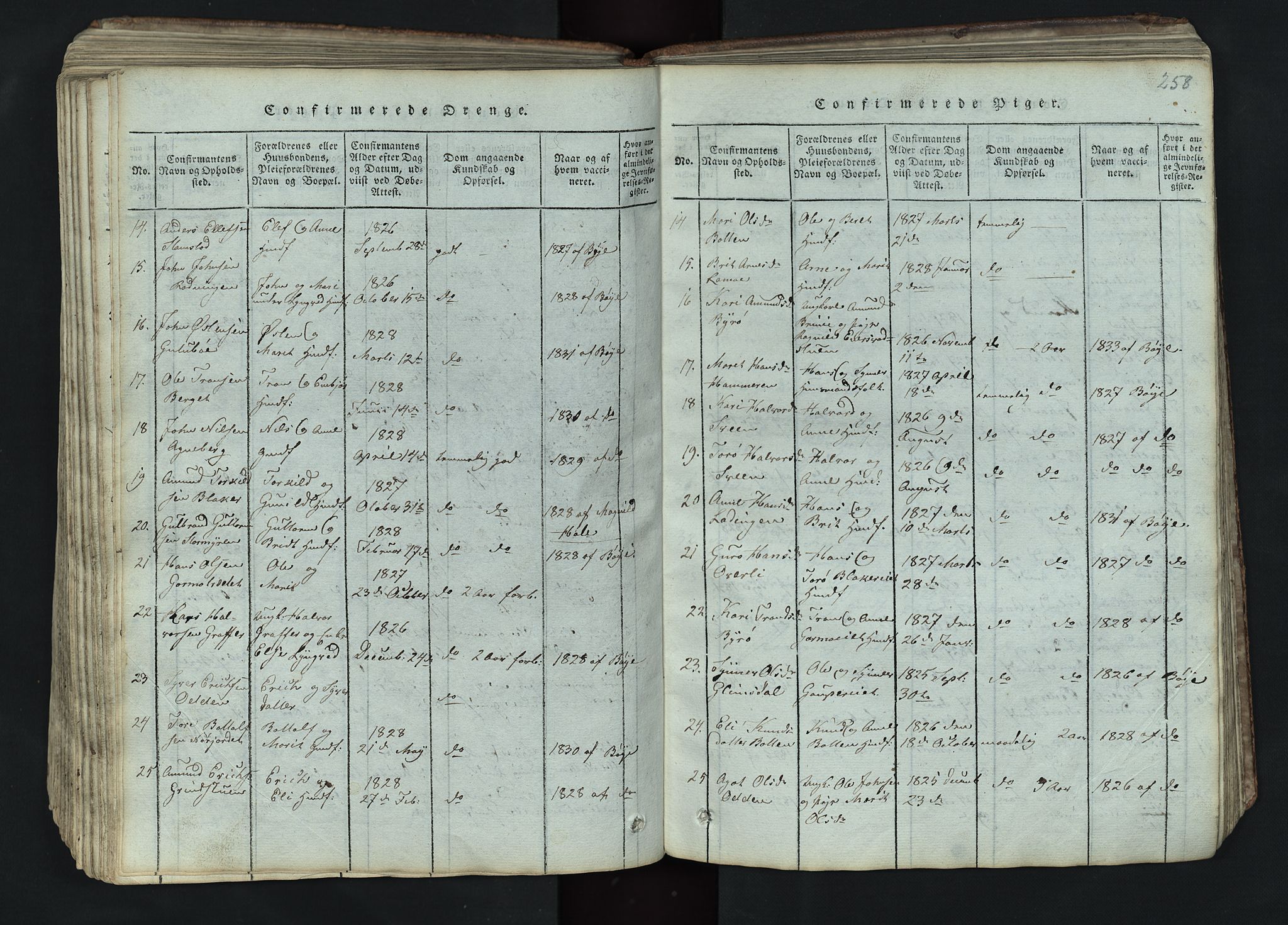 Lom prestekontor, SAH/PREST-070/L/L0002: Parish register (copy) no. 2, 1815-1844, p. 258