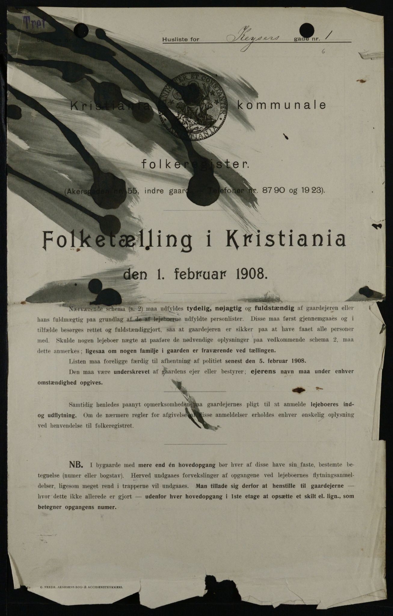 OBA, Municipal Census 1908 for Kristiania, 1908, p. 44054