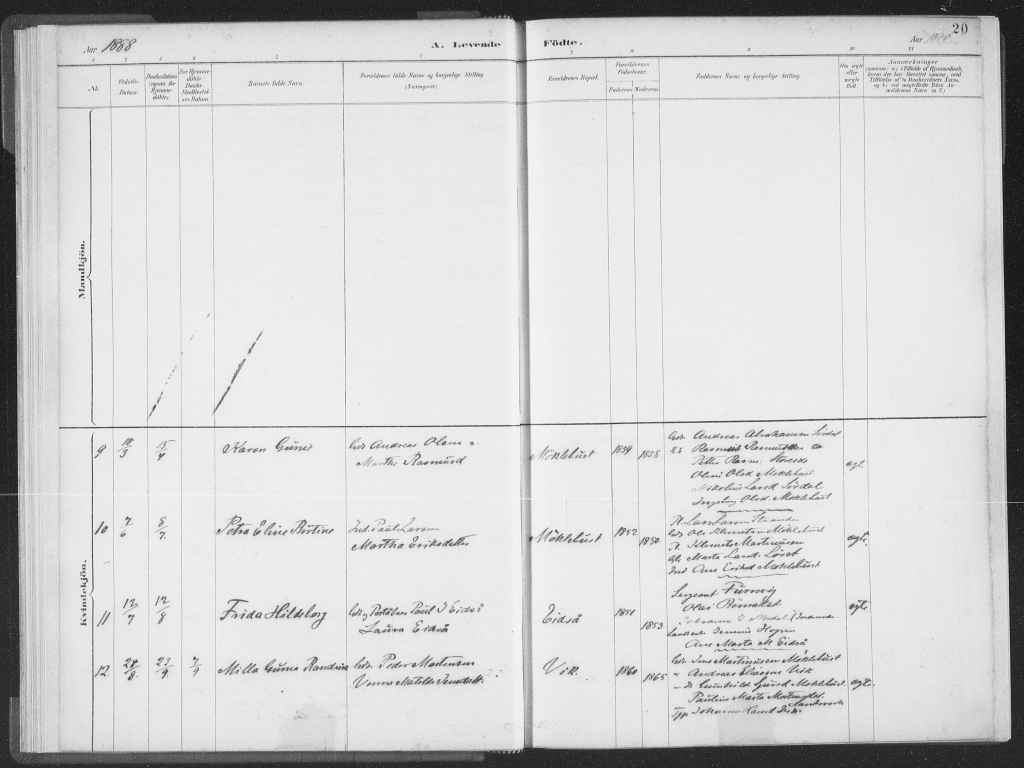 Ministerialprotokoller, klokkerbøker og fødselsregistre - Møre og Romsdal, AV/SAT-A-1454/502/L0025: Parish register (official) no. 502A03, 1885-1909, p. 20