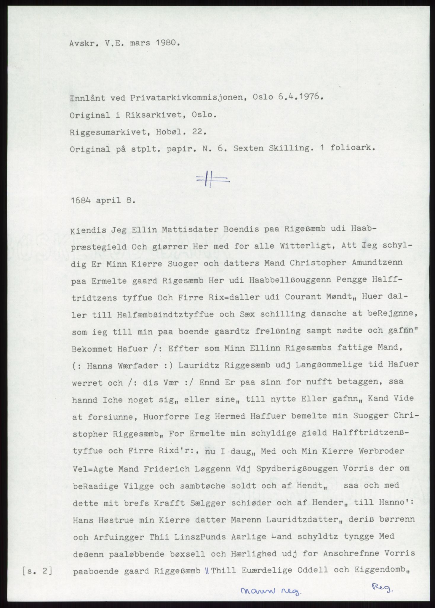 Samlinger til kildeutgivelse, Diplomavskriftsamlingen, RA/EA-4053/H/Ha, p. 899