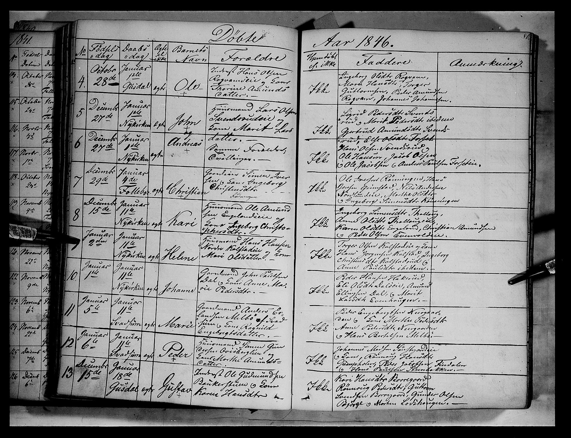 Gausdal prestekontor, SAH/PREST-090/H/Ha/Haa/L0007: Parish register (official) no. 7, 1840-1850, p. 80