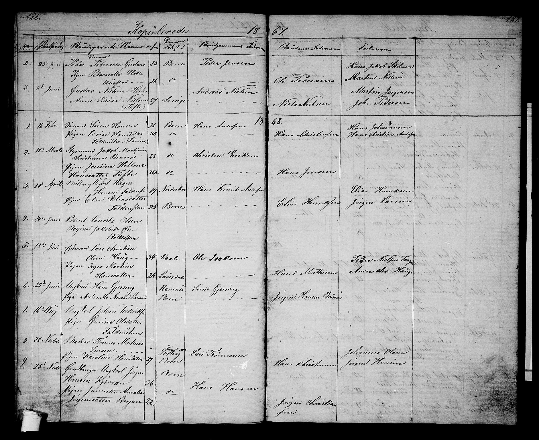 Borre kirkebøker, AV/SAKO-A-338/G/Gb/L0001: Parish register (copy) no. II 1, 1842-1877, p. 126-127