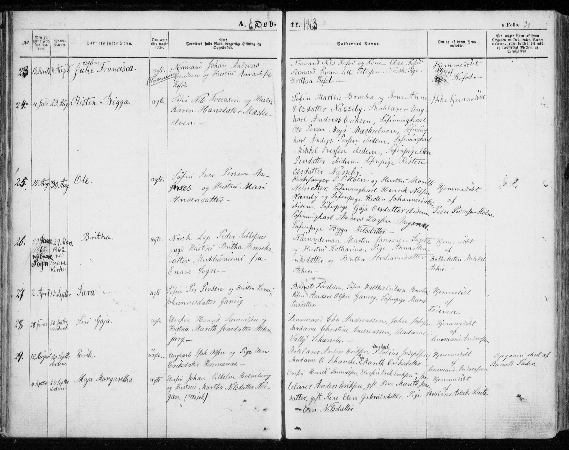 Nesseby sokneprestkontor, SATØ/S-1330/H/Ha/L0002kirke: Parish register (official) no. 2, 1856-1864, p. 32
