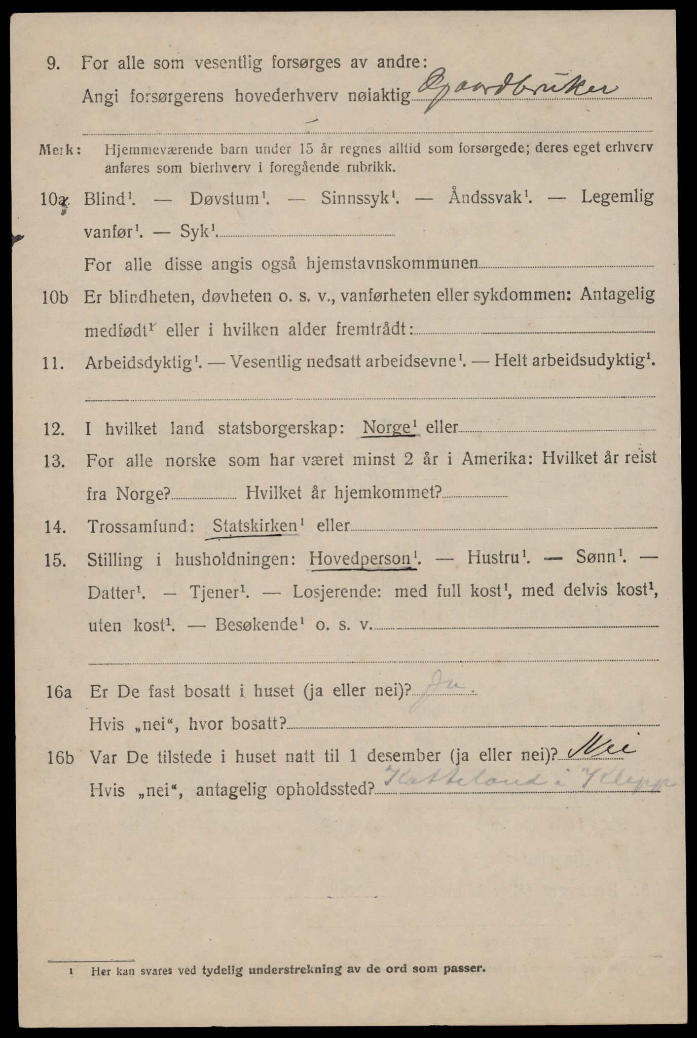SAST, 1920 census for Klepp, 1920, p. 5355
