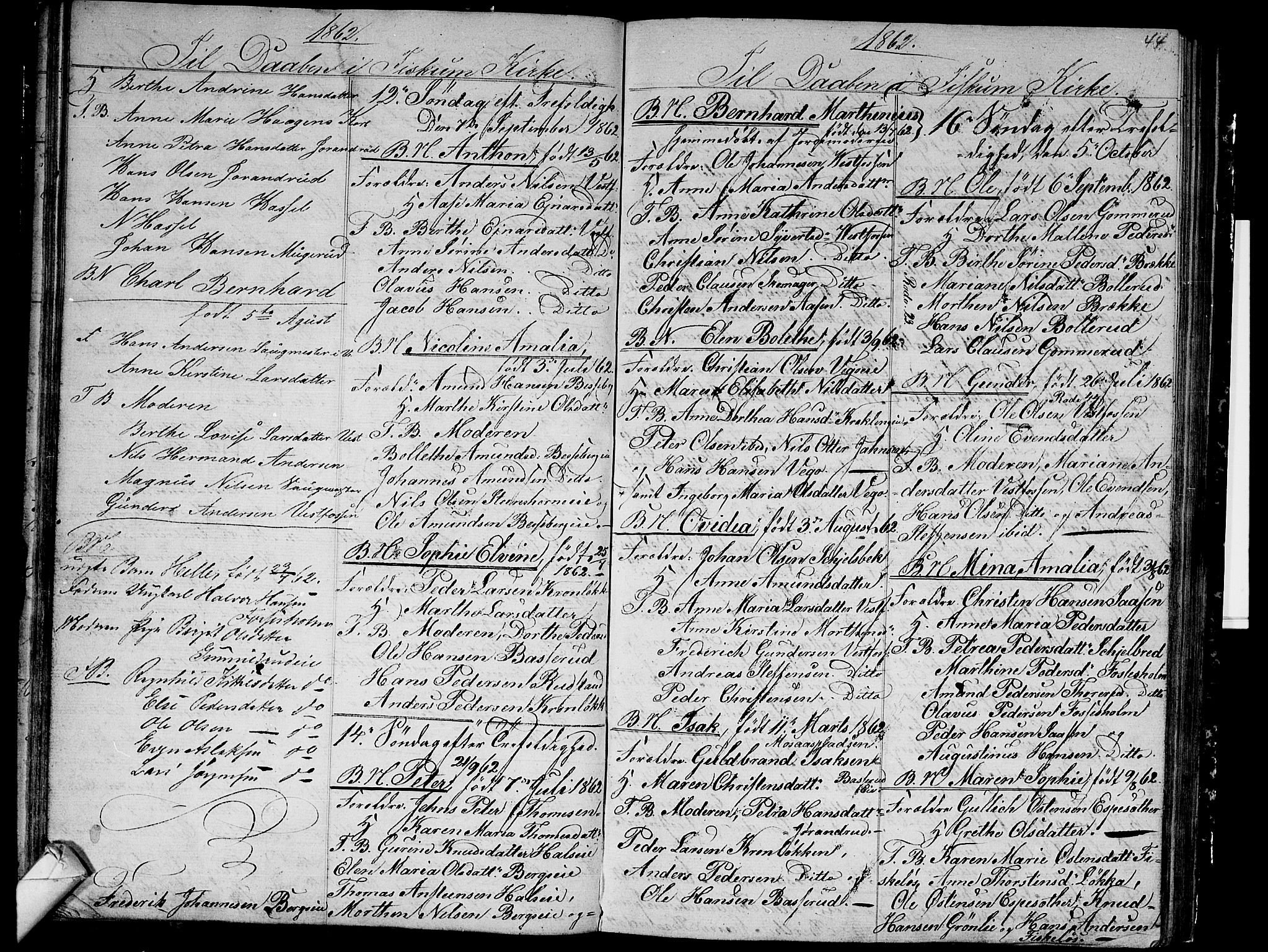 Fiskum kirkebøker, AV/SAKO-A-15/G/Ga/L0003: Parish register (copy) no. 3, 1851-1878, p. 44