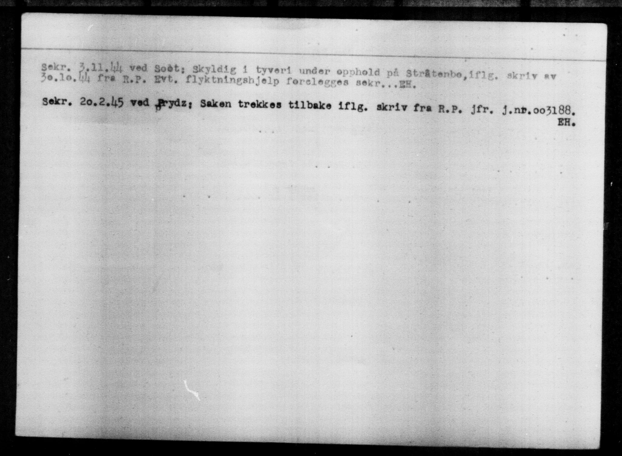 Utenriksstasjonene, Legasjonen i Stockholm, Flyktningkontoret, AV/RA-S-6753/V/Va/L0013: Kjesäterkartoteket, flyktninger med registreringsnr. 31500-34731, 1940-1945, p. 2254