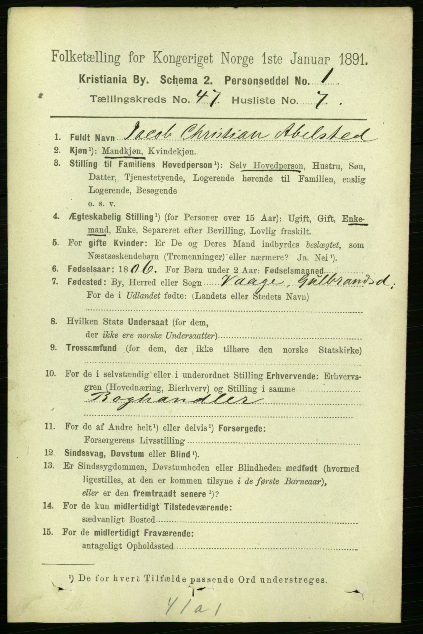 RA, 1891 census for 0301 Kristiania, 1891, p. 28252